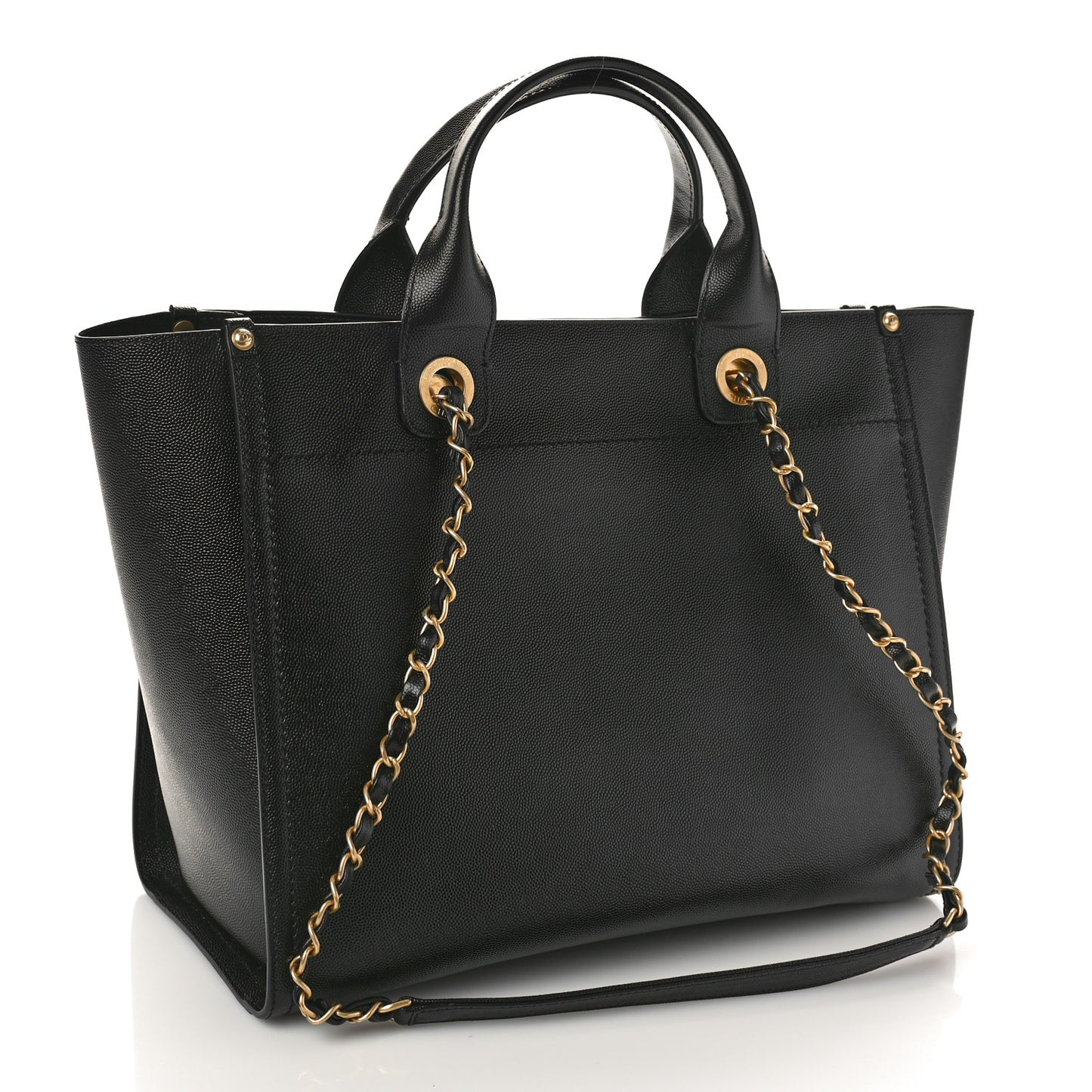 Caviar Small Studded Deauville Tote Black