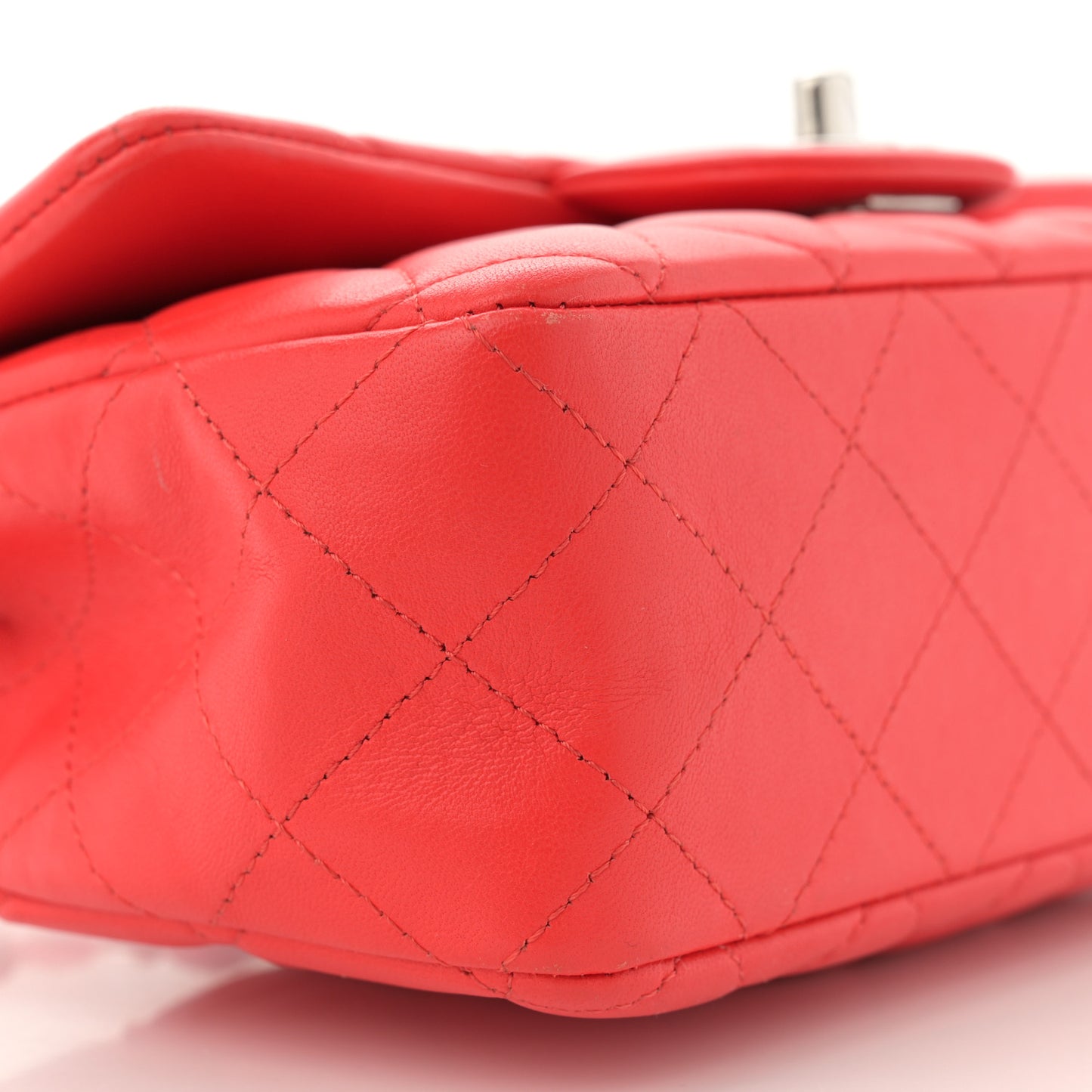 Lambskin Quilted Mini Rectangular Flap Red