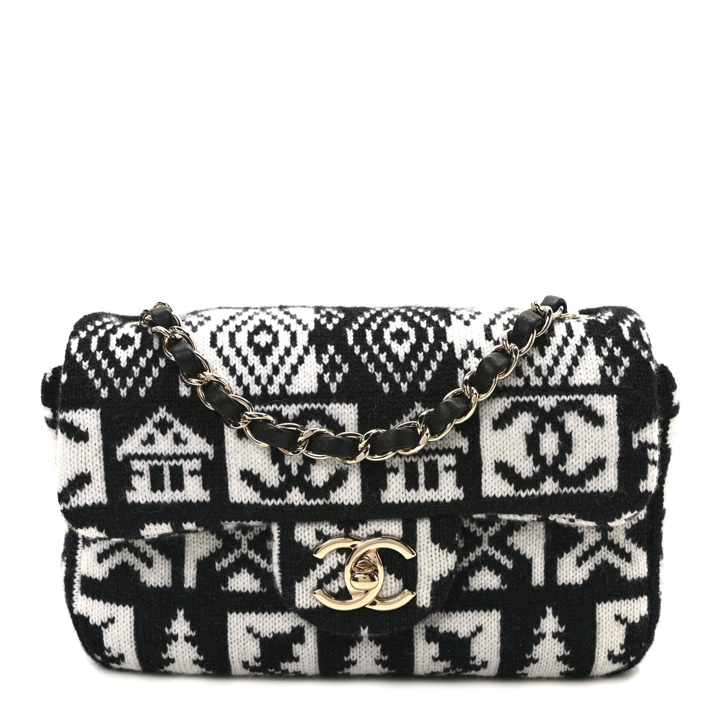 Cashmere Knit Coco Neige Flap Black White