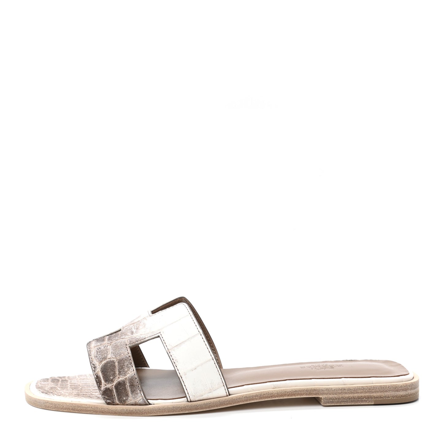 Matte Niloticus Crocodile Himalaya Oran Sandals 39 Blanc