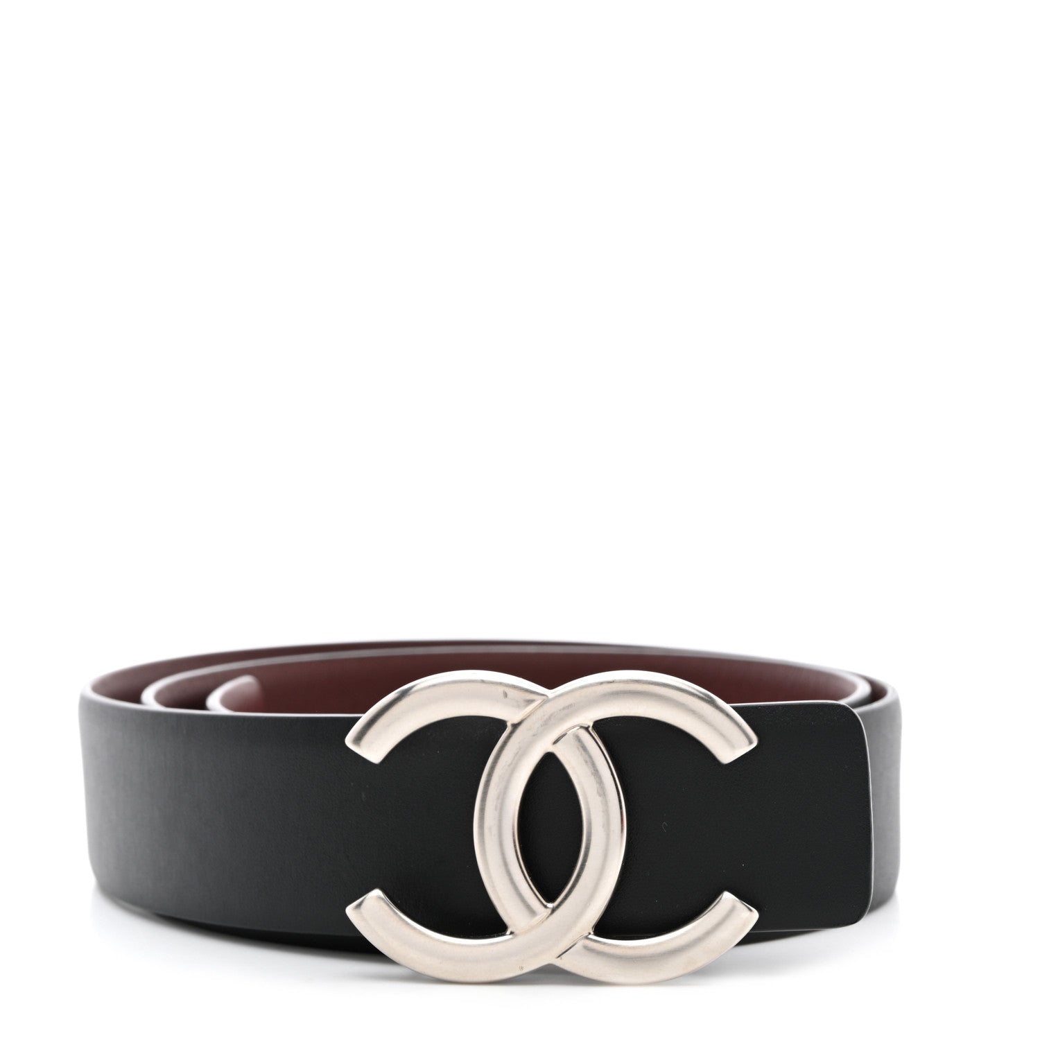 Chanel Calfskin CC Reversible Belt 70 28 Black Burgundy 1 of 6