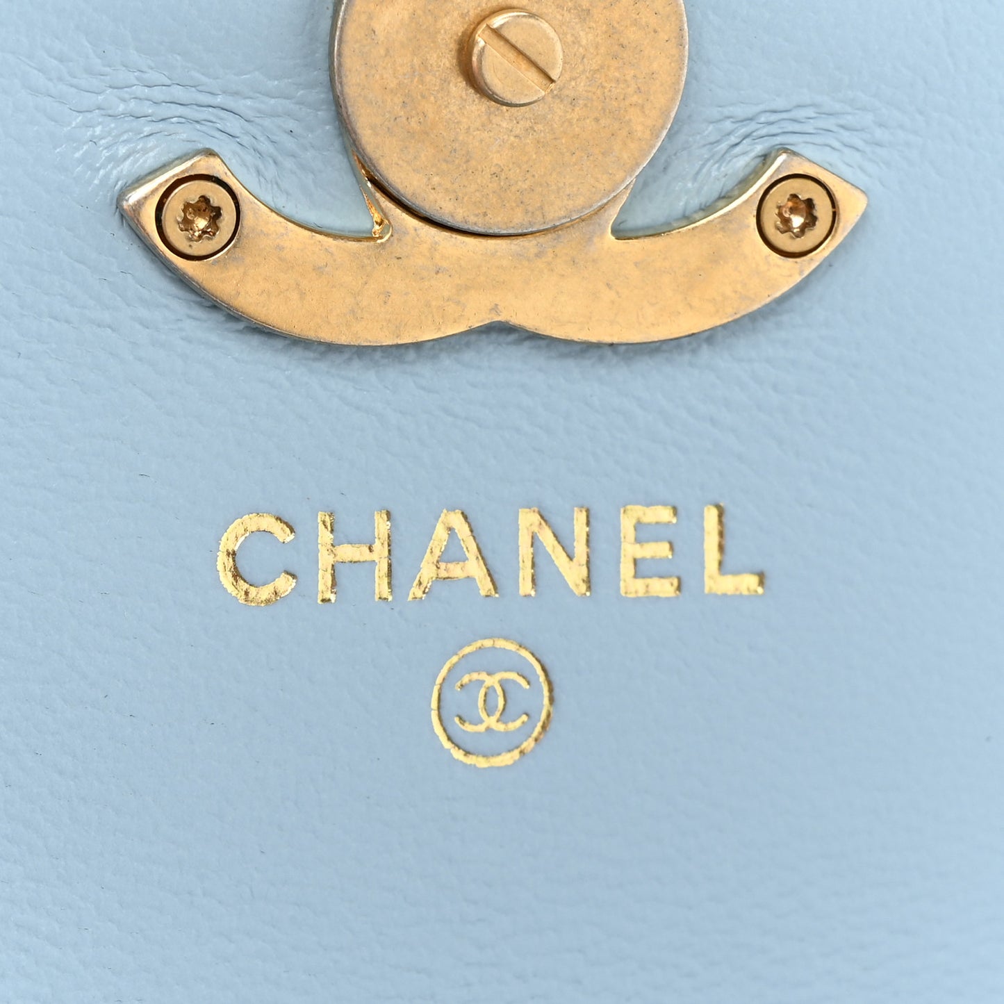 Lambskin Lacquered Metal Quilted Flap Chain Belt Bag Blue
