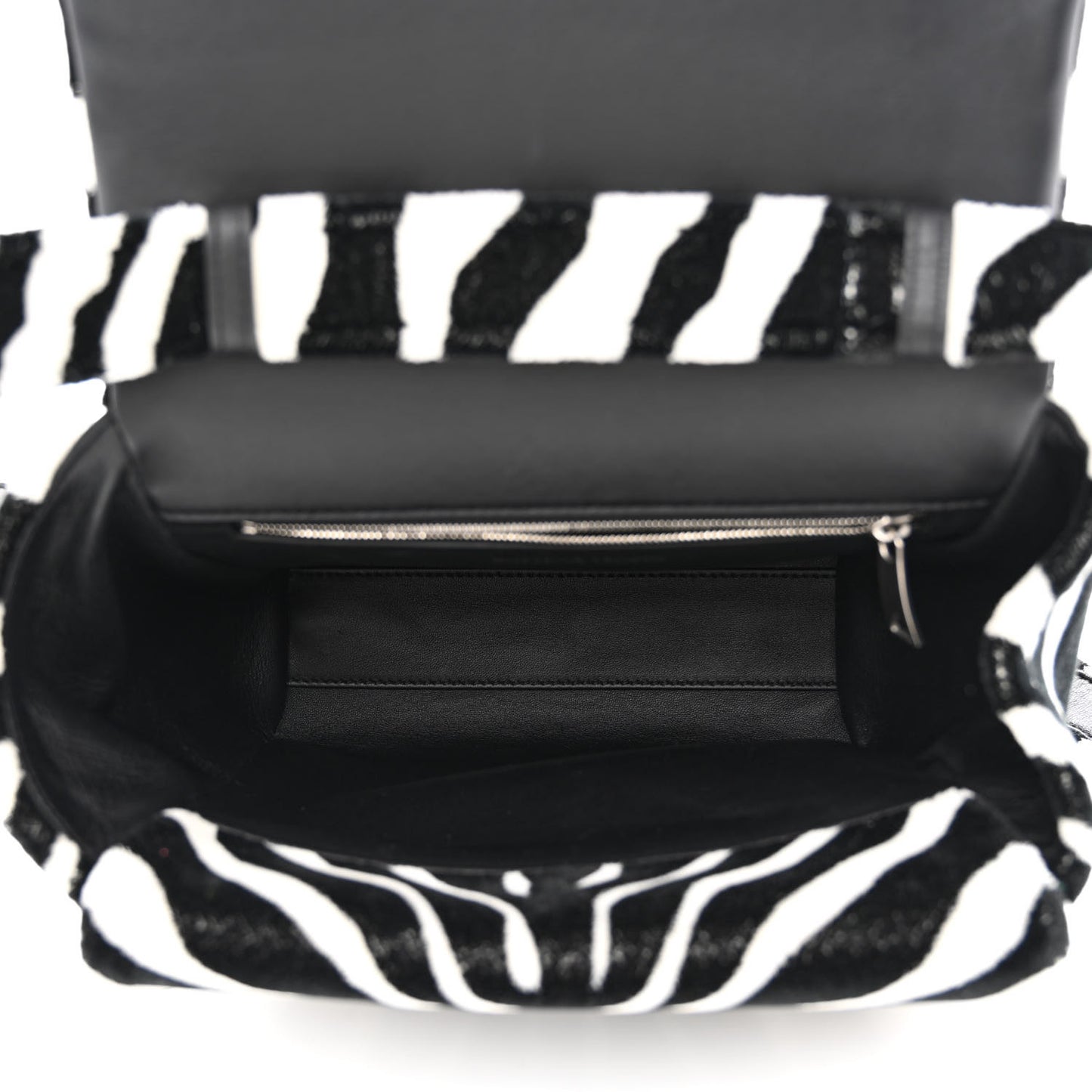 Tufted Zebra Clip Bag Black White