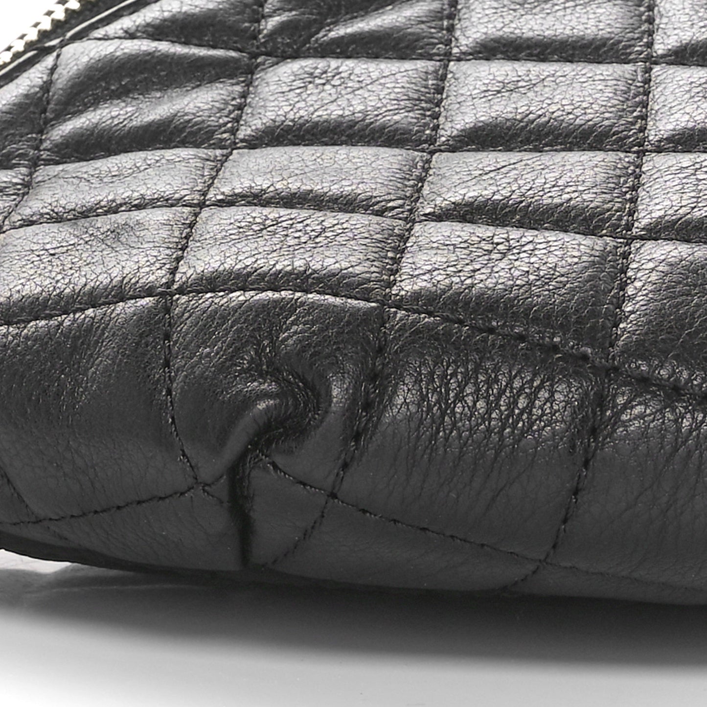 Calfskin Quilted Banane Waist Bag Fanny Pack Black