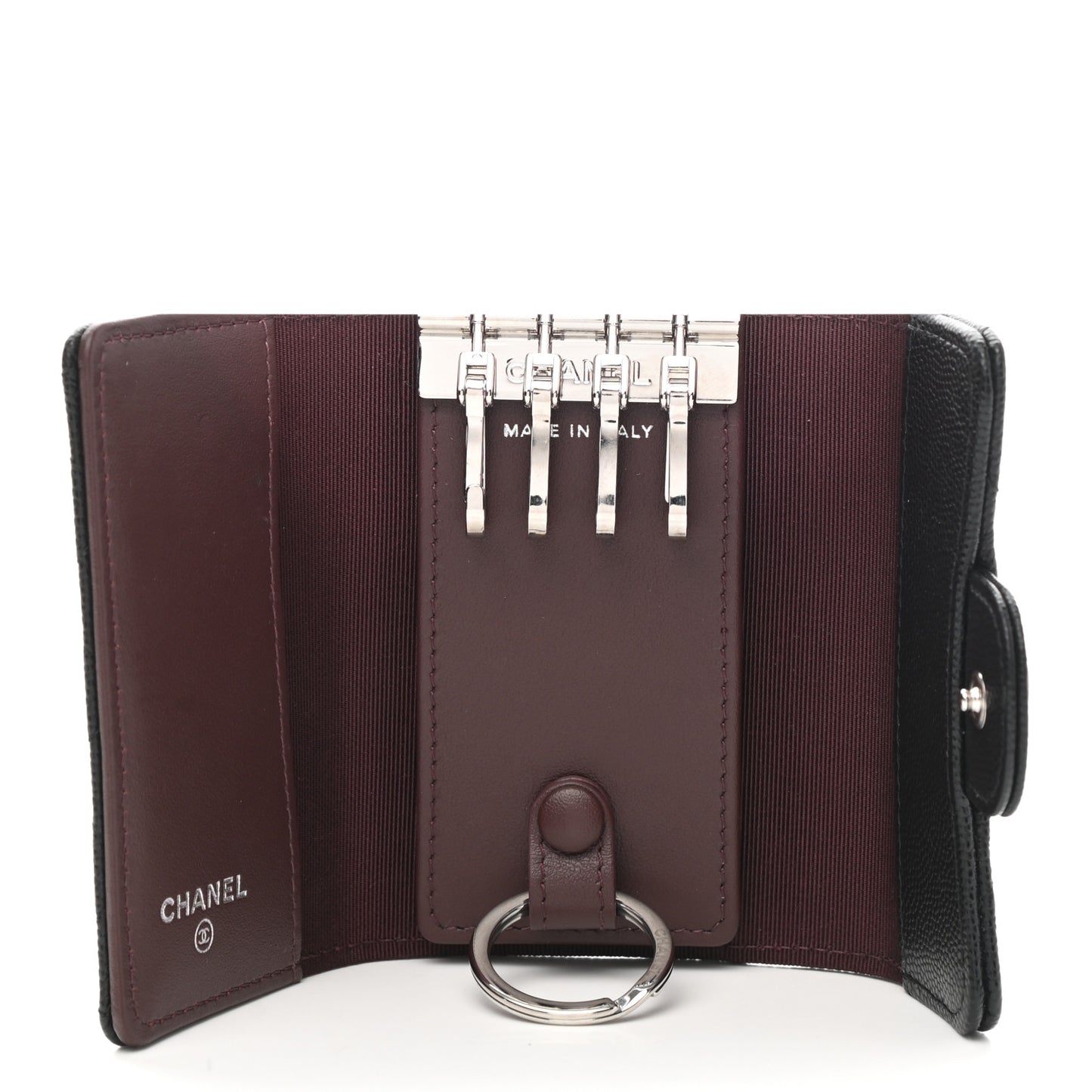 Caviar Quilted Classic 4 Key Holder Wallet Black