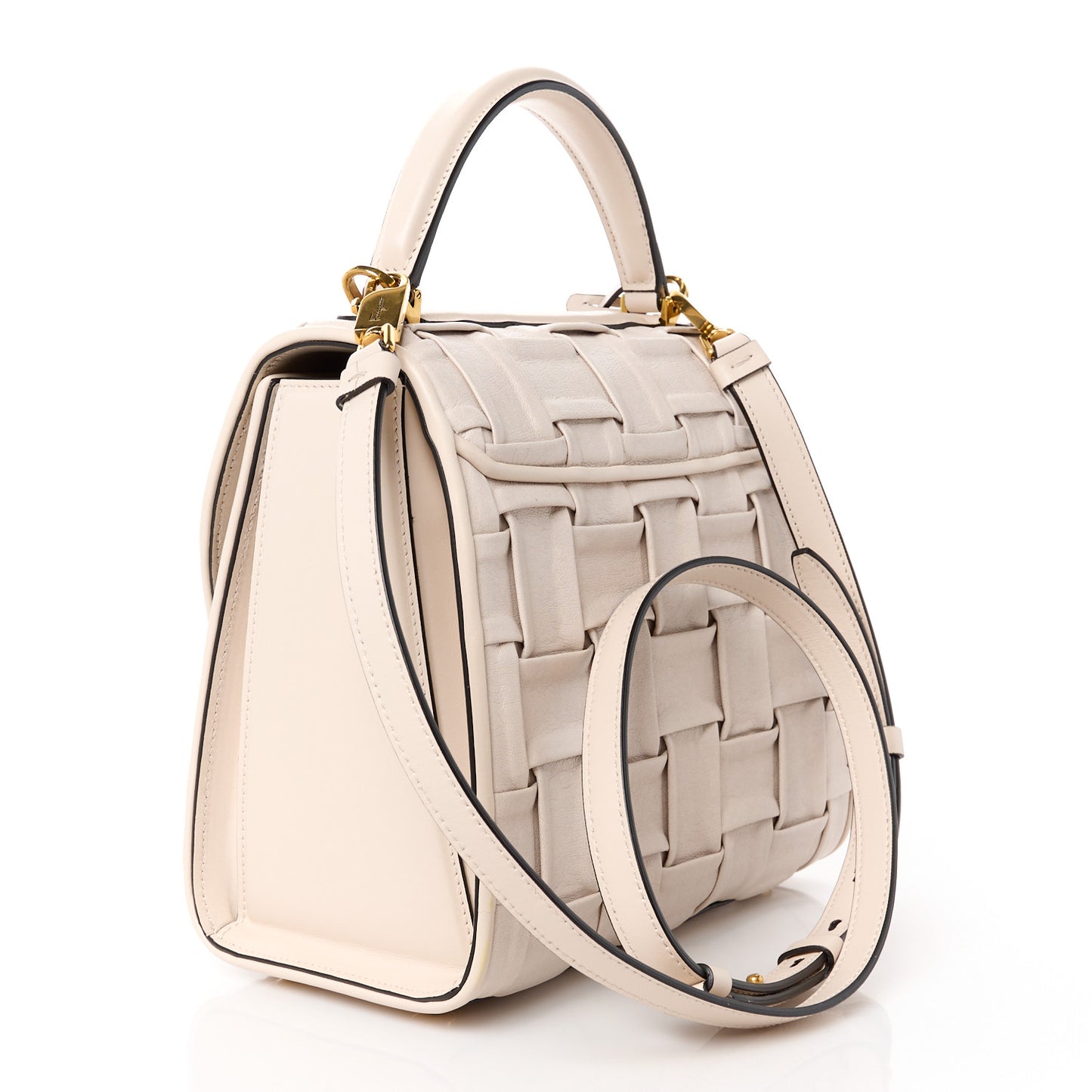 Lambskin Woven Small Boxyz Bone
