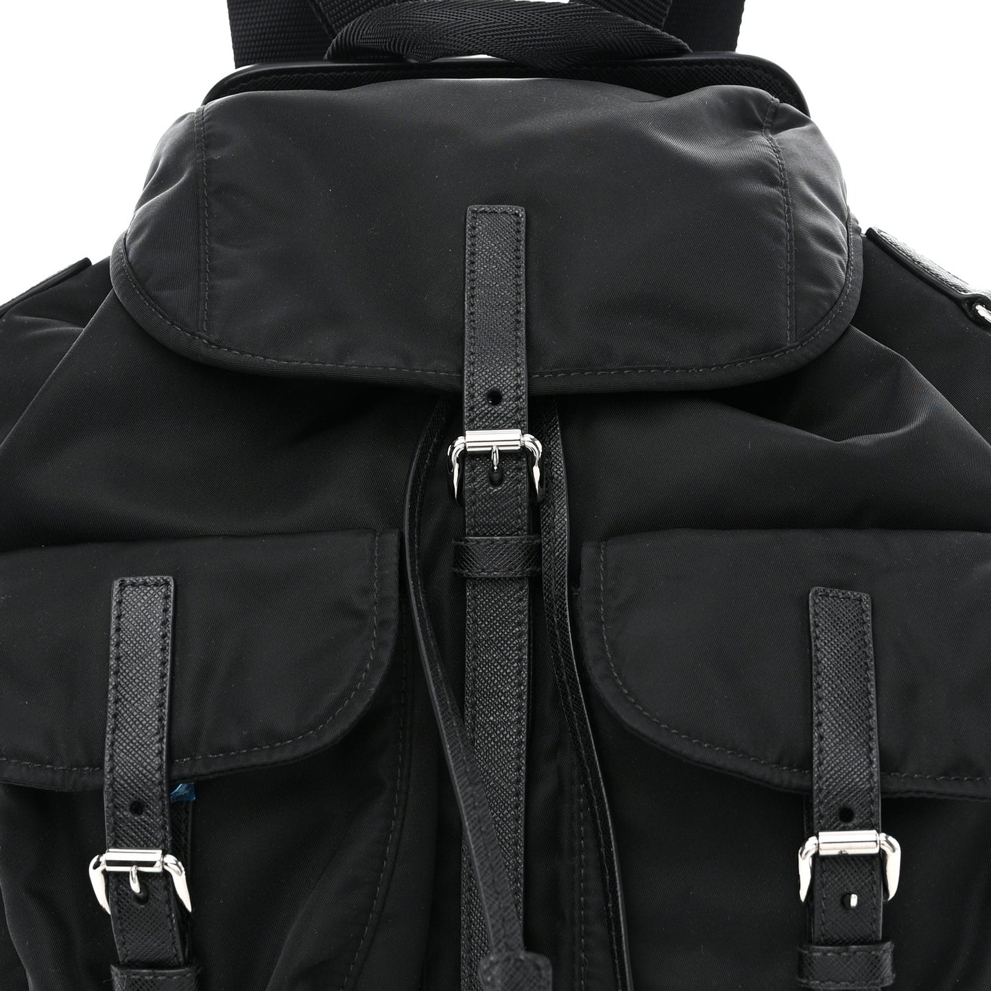 Nylon Vela Saffiano Medium Backpack Black