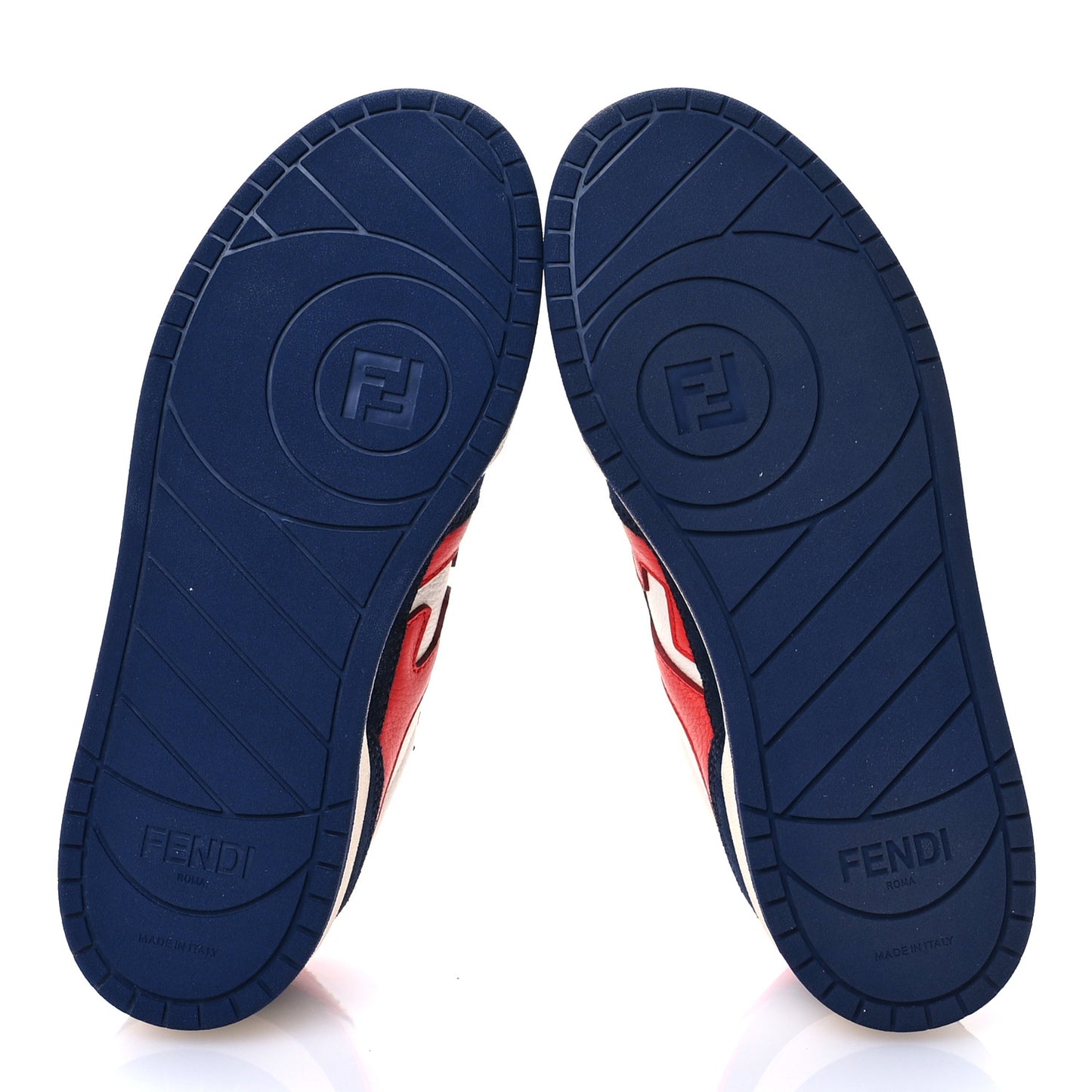 Calfskin Suede Fendi Match Low Top Sneakers 37 Red Blue