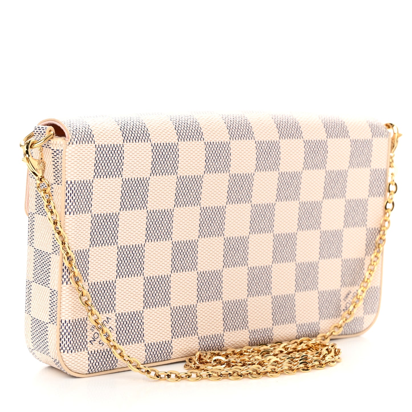 Damier Azur Pochette Felicie Chain Wallet Rose Ballerine