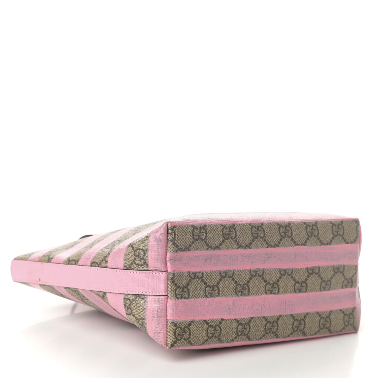 Gucci GG Supreme Monogram Striped Childrens Tote Beige Ebony Pink 4 of 9