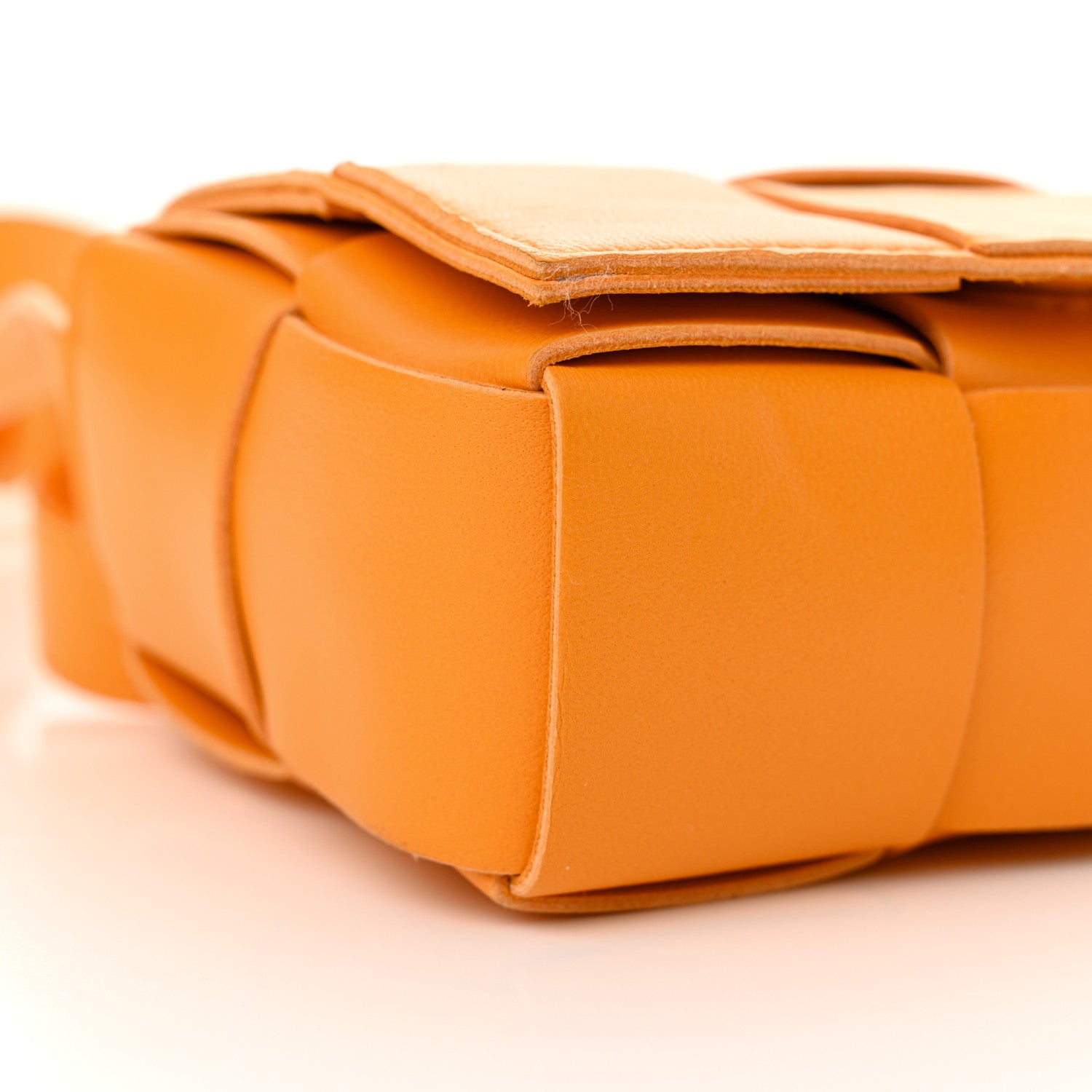 Bottega Veneta Lambskin Maxi Intrecciato Extra Mini Cassette Crossbody Bag Tangerine 8 of 10