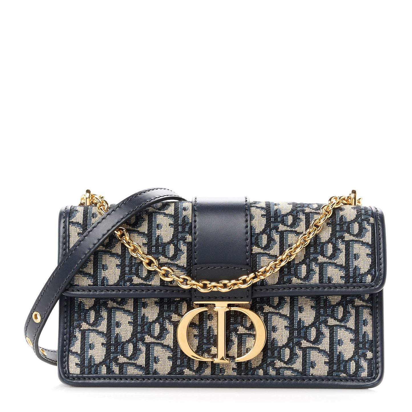 Oblique 30 Montaigne East West Chain Flap Bag Blue