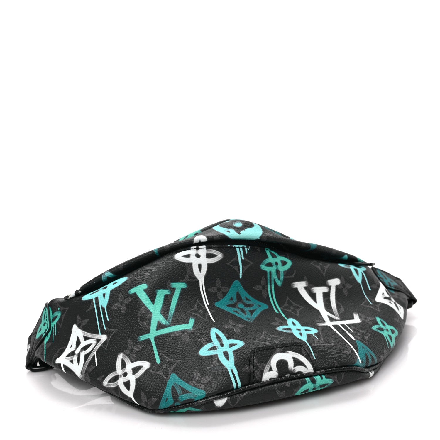 Louis Vuitton Monogram Eclipse LV Graffiti Discovery Bumbag Green Lights 4 of 7