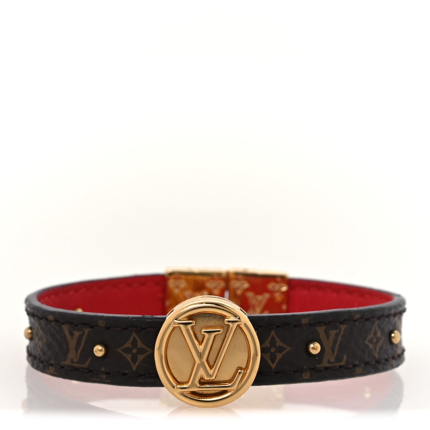 Monogram LV Circle Reversible Bracelet 17 Red