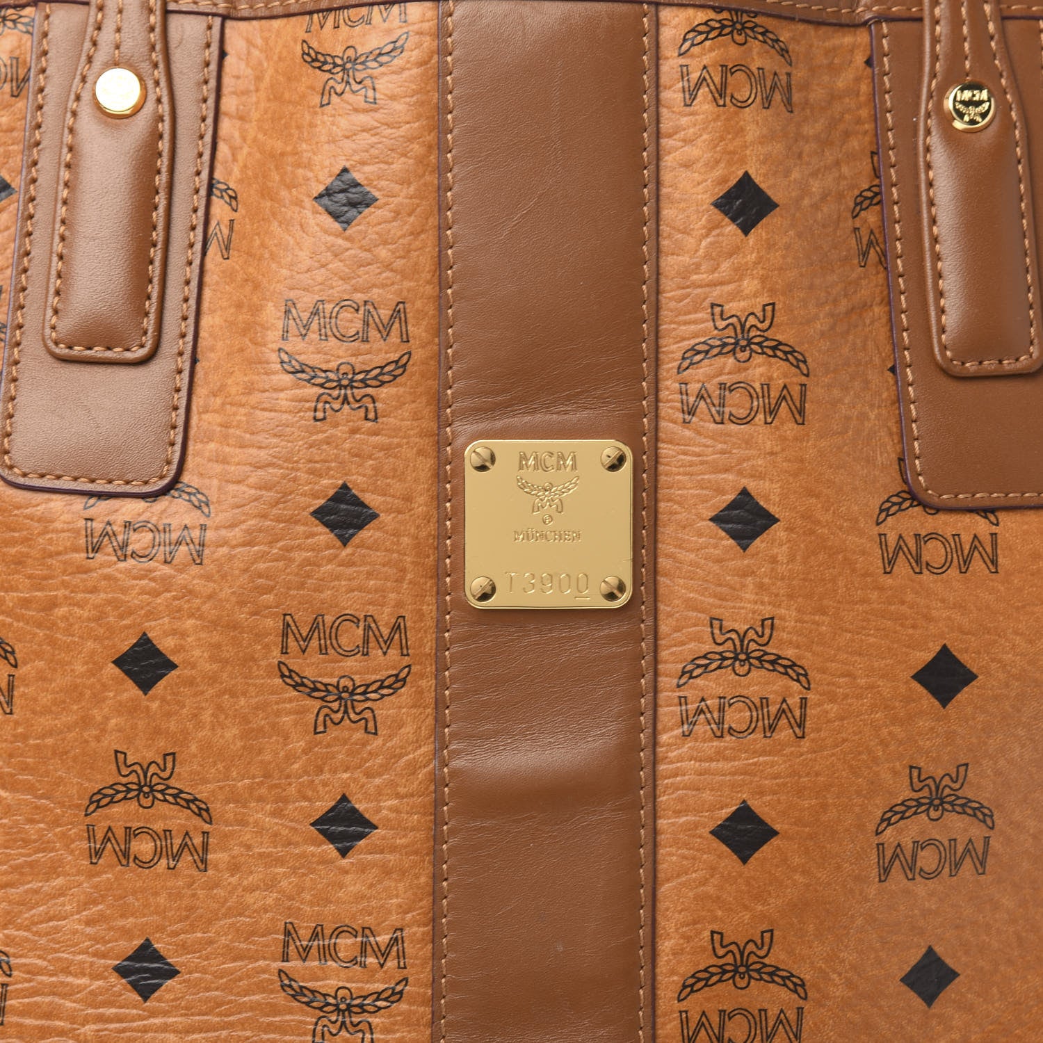 MCM Visetos Large Liz Reversible Shopper Tote Cognac 12 of 16