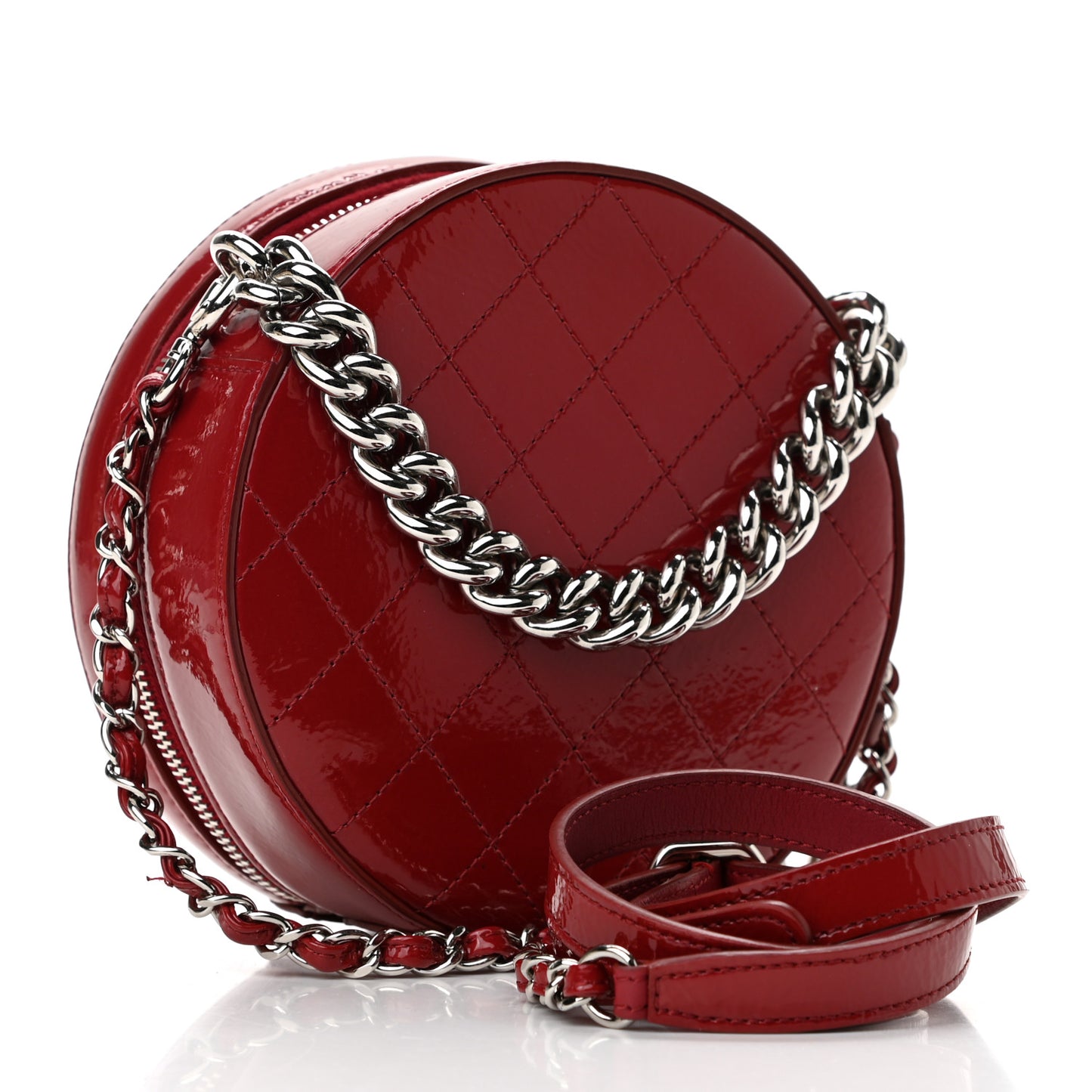 Patent Round As Earth Evening Bag Red