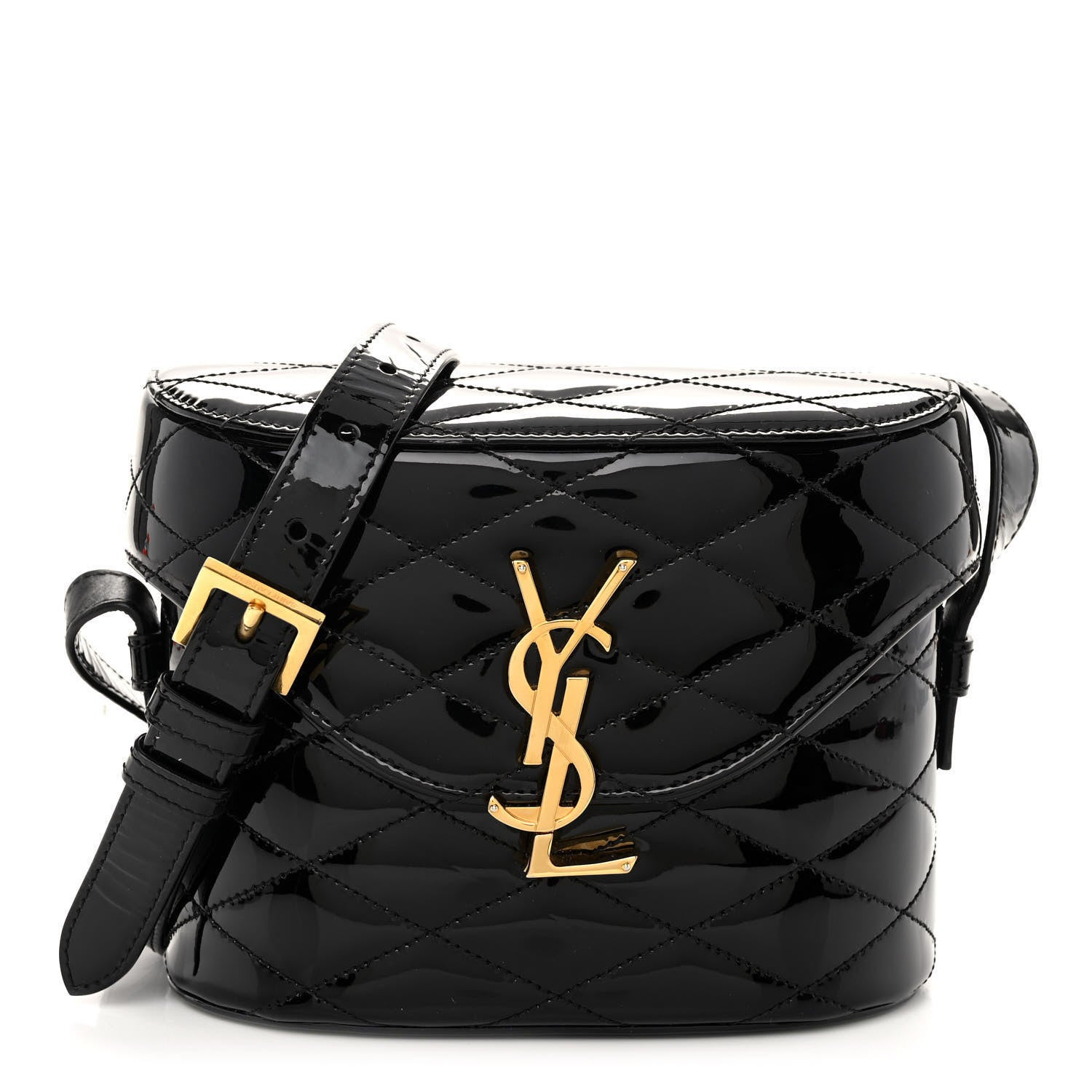 Saint Laurent Patent Matelasse Monogram June Box Bag Black 1 of 9