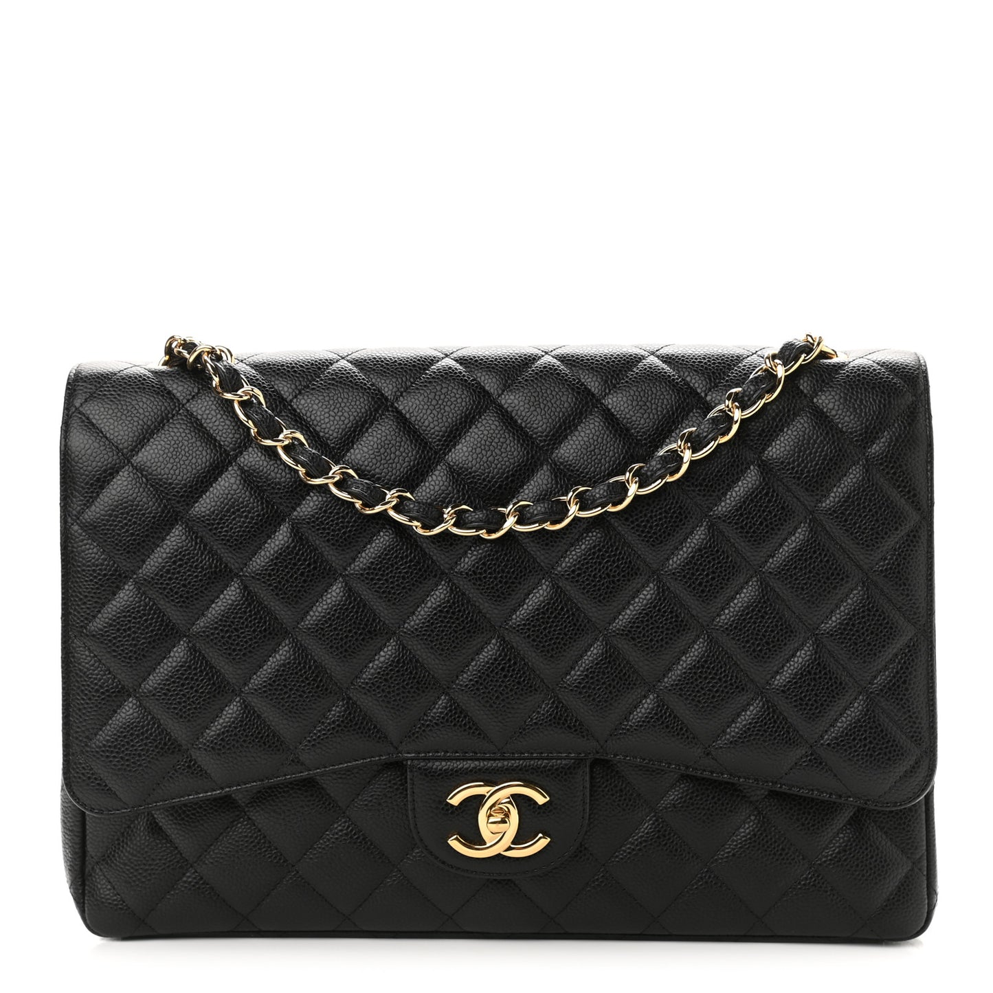 Caviar Quilted Maxi Double Flap Black