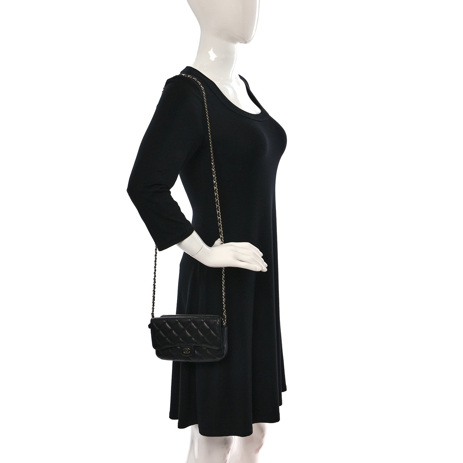 Chanel Caviar Quilted Flap Phone Holder With Chain Black 2 of 9