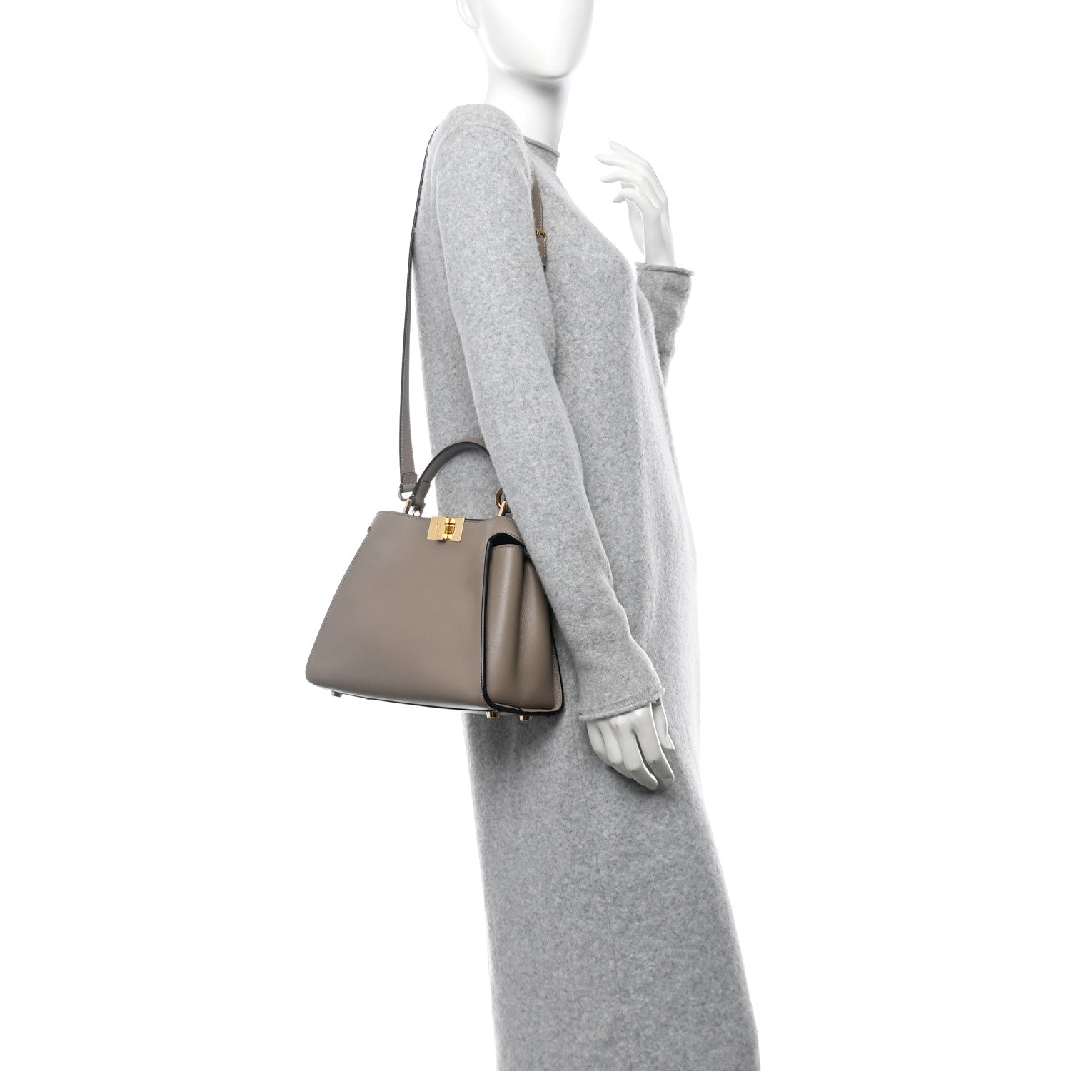 Fendi Tahiti Burro Medium Peekaboo Iconic Essentially Satchel Tortora Black 3 of 10