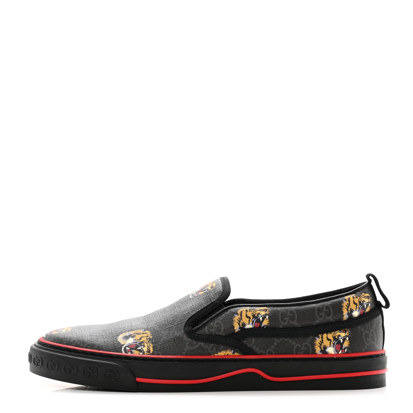 GG Supreme Monogram Tiger Face Mens 1977 Slip-On Sneakers 8 Black Multicolor