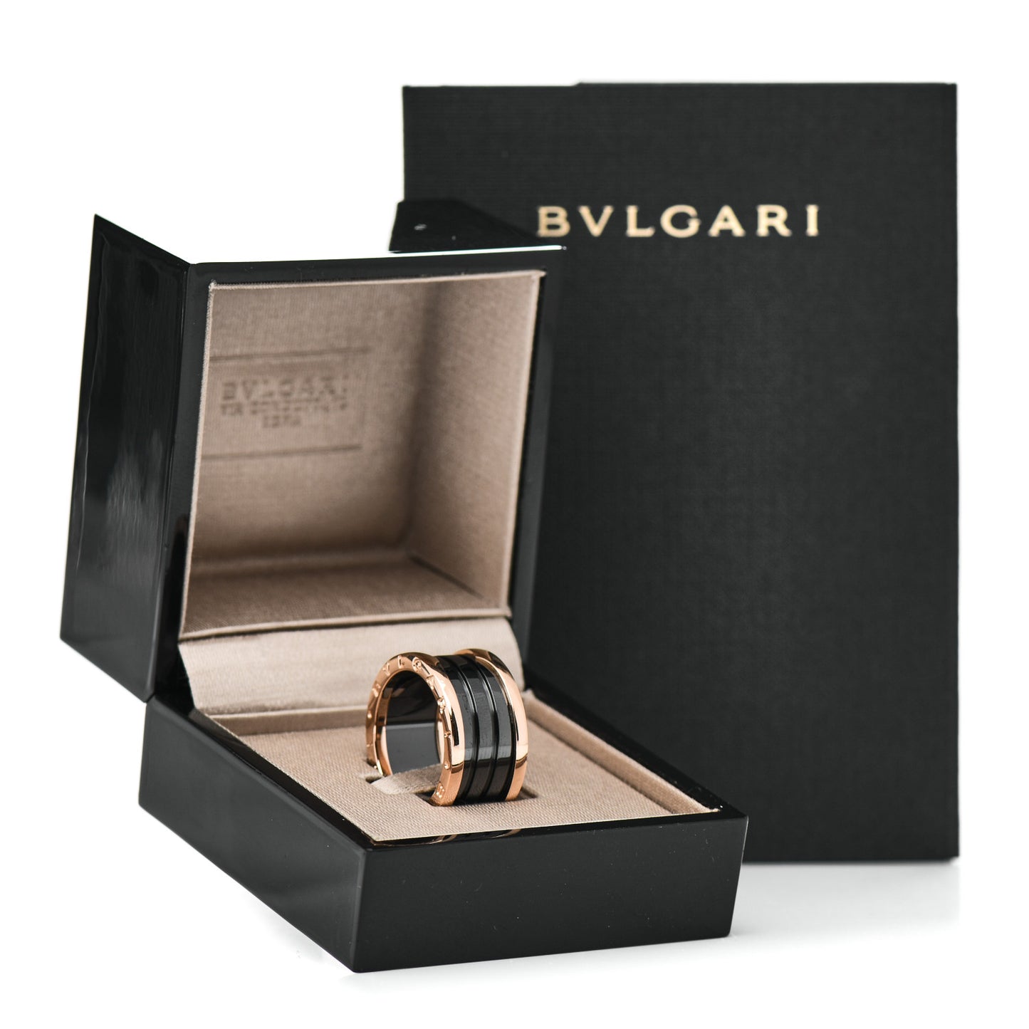 18K Rose Gold Black Ceramic B.Zero1 Four-Band Ring 58 8.25
