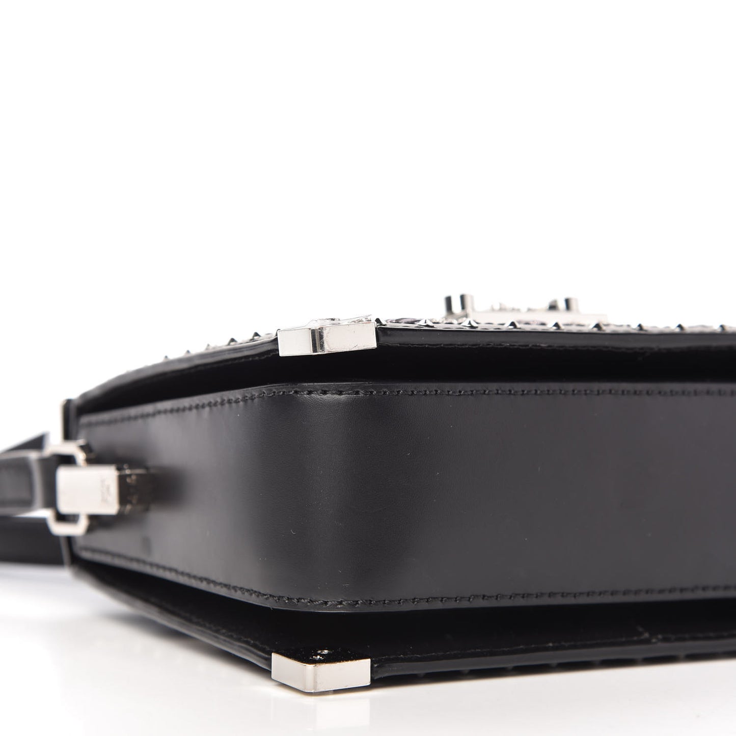 Brocade Embroidered Velvet Calfskin Mini Mitte Crossbody Black