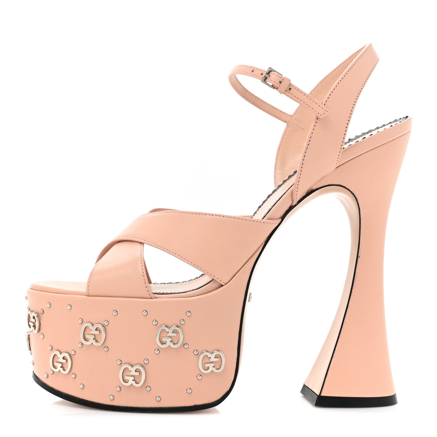 Gucci Malaga Kid Interlocking G Studs 155mm Platform Sandals 39 Perfect Pink 1 of 11