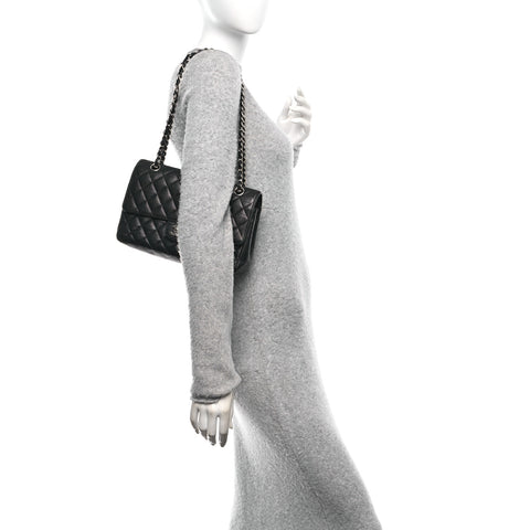 Caviar Quilted Medium Double Flap Black