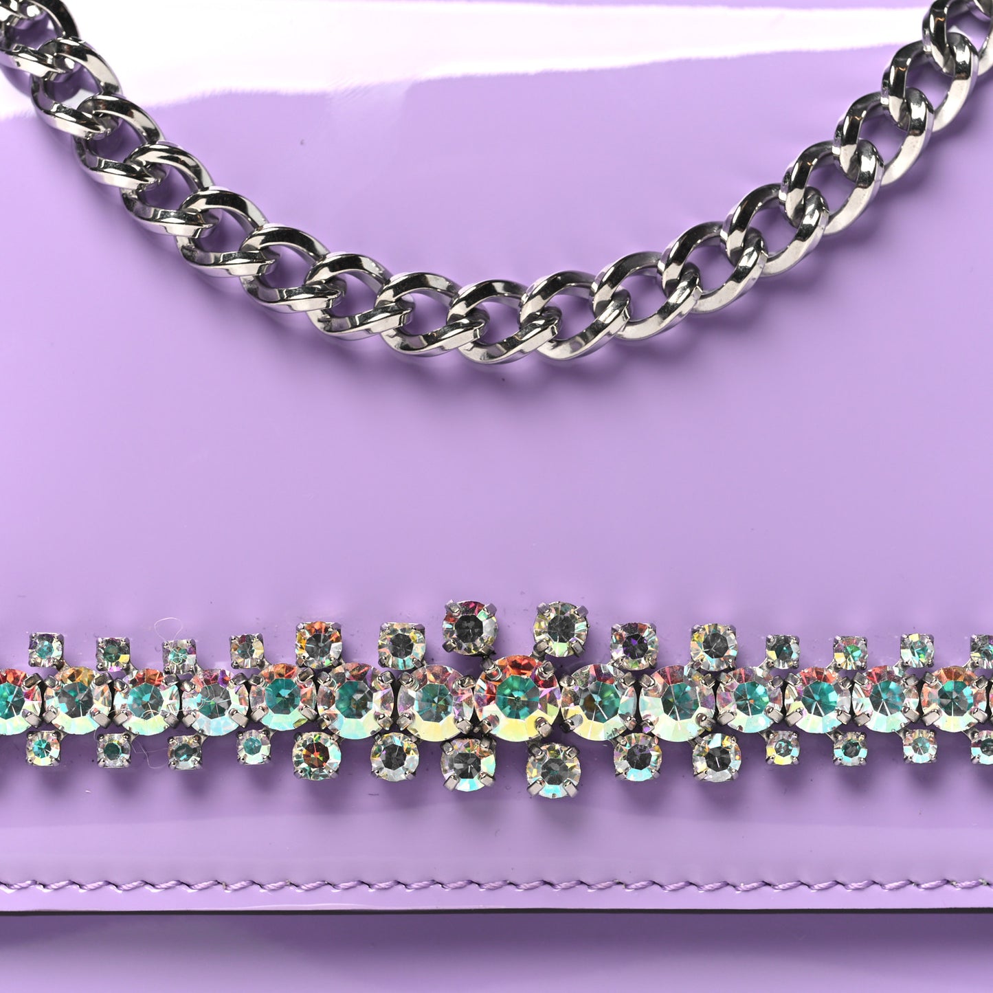 Patent Crystal Embellished Bing Bohemia Crossbody Bag Wisteria