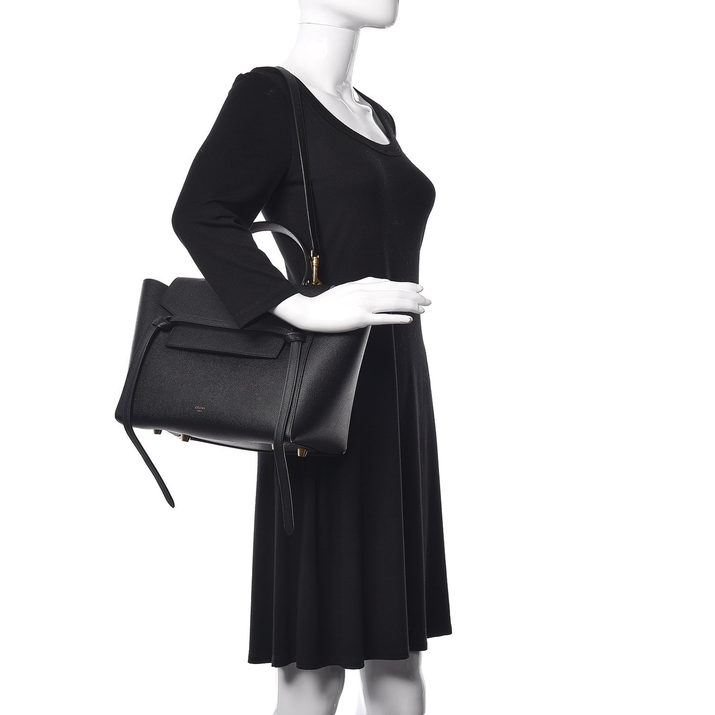Grained Calfskin Mini Belt Bag Black