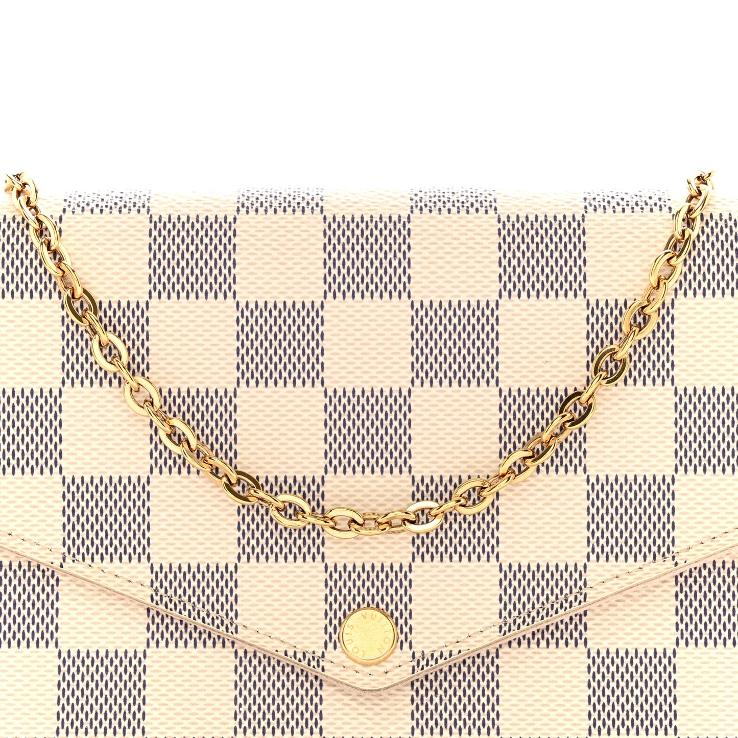 Damier Azur Pochette Felicie Chain Wallet Rose Ballerine