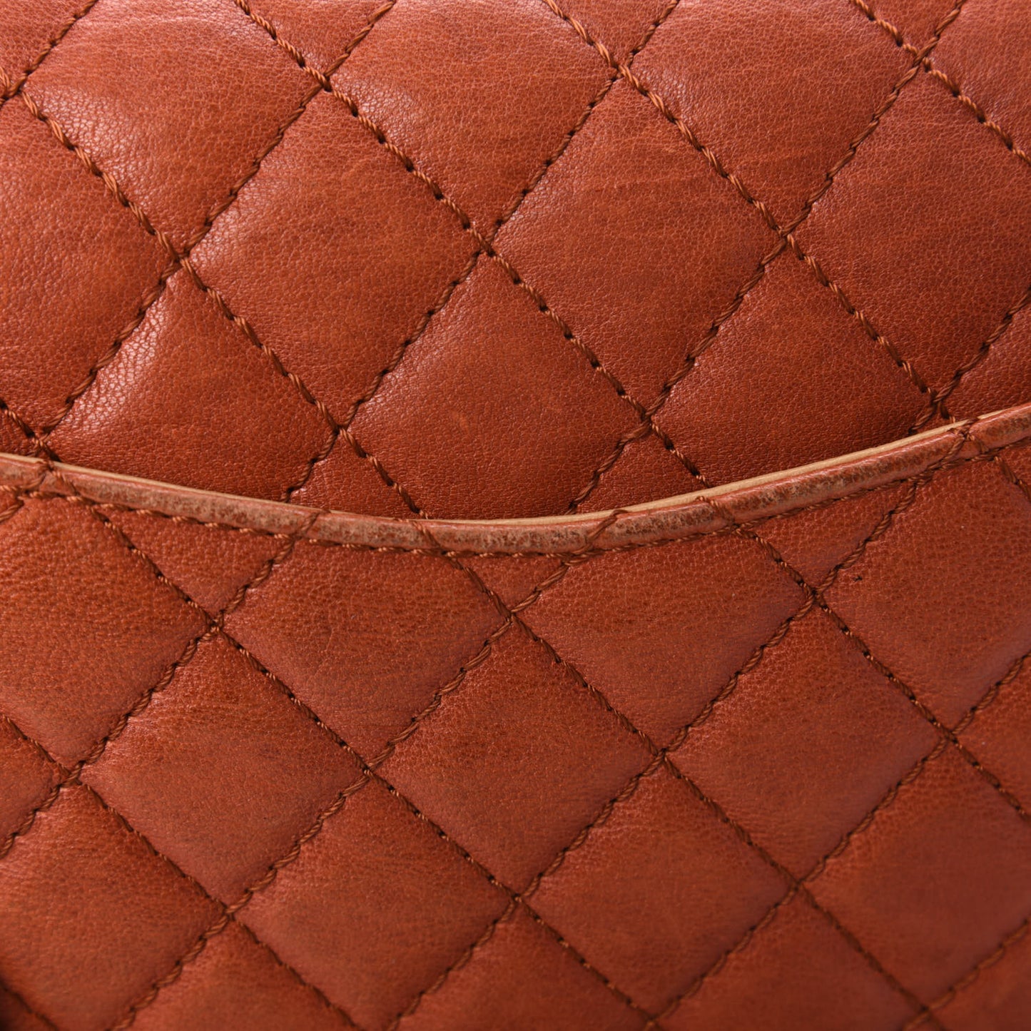 Glazed Lambskin Quilted Medium Double Flap Bijoux Chain Dark Orange