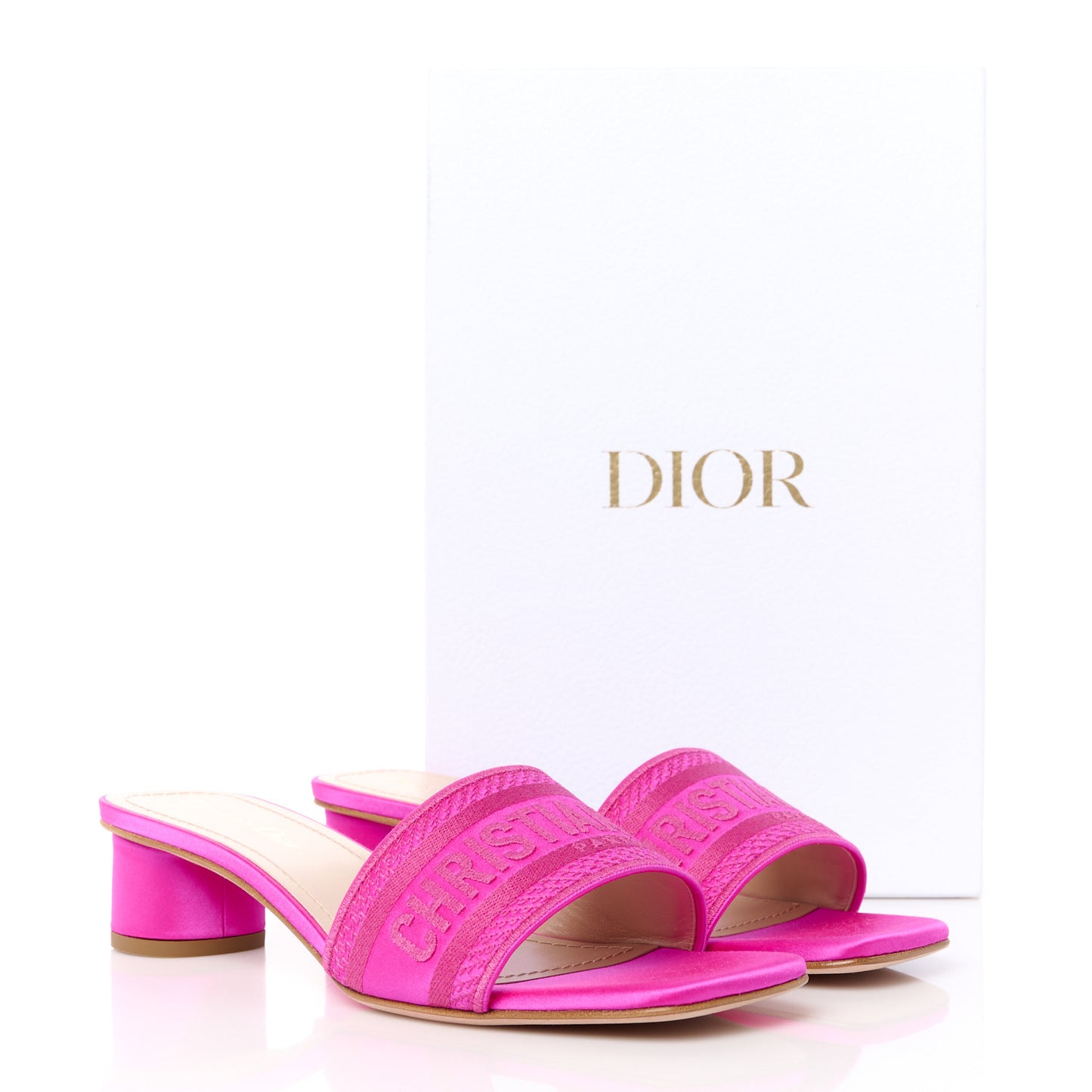 Satin Dioriviera Embroidered Dway 35mm Slide Sandals 39 Rani Pink
