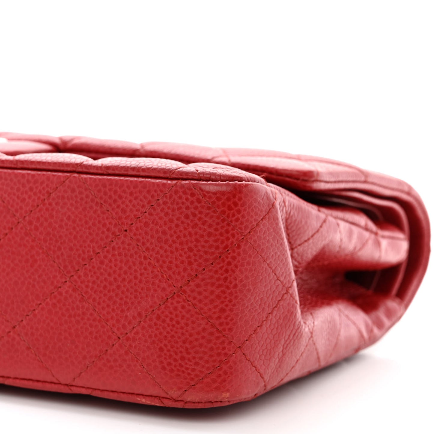 Caviar Quilted Medium Double Flap Red