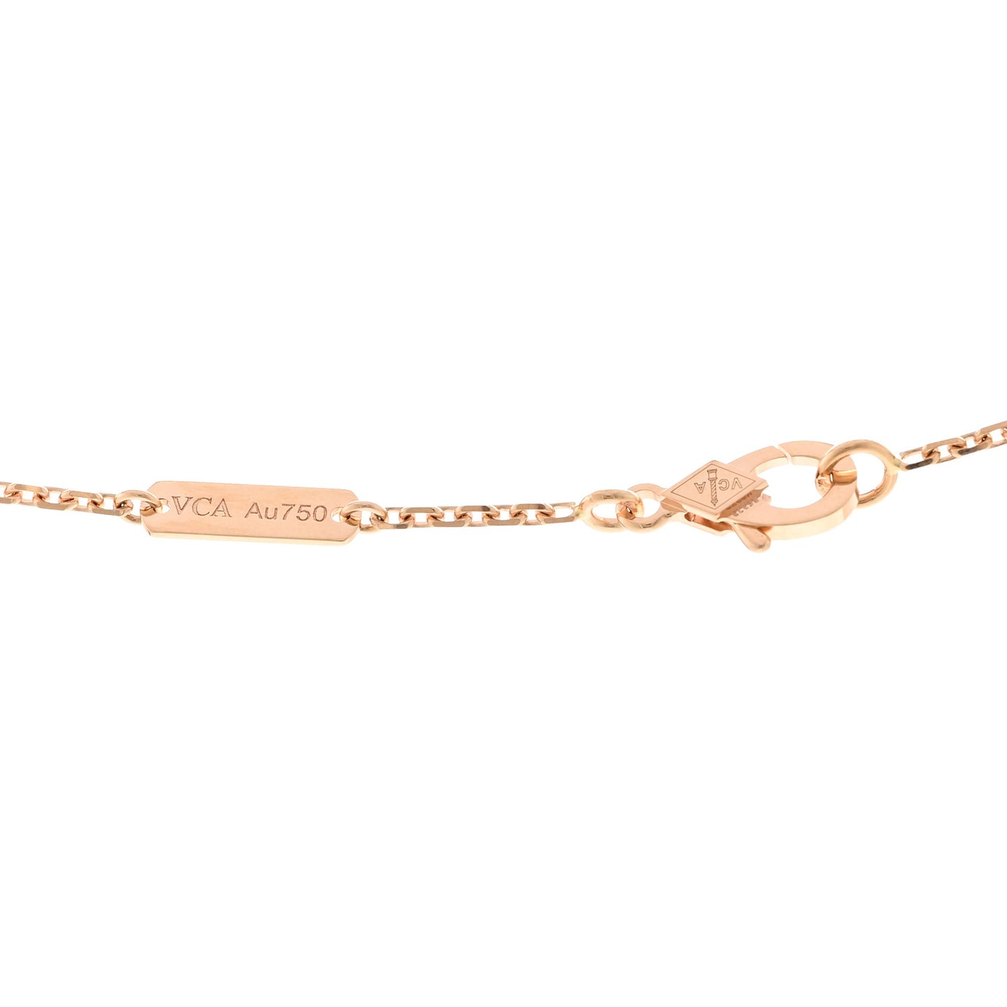 18K Rose Gold Gray Mother of Pearl Vintage Alhambra Pendant Necklace