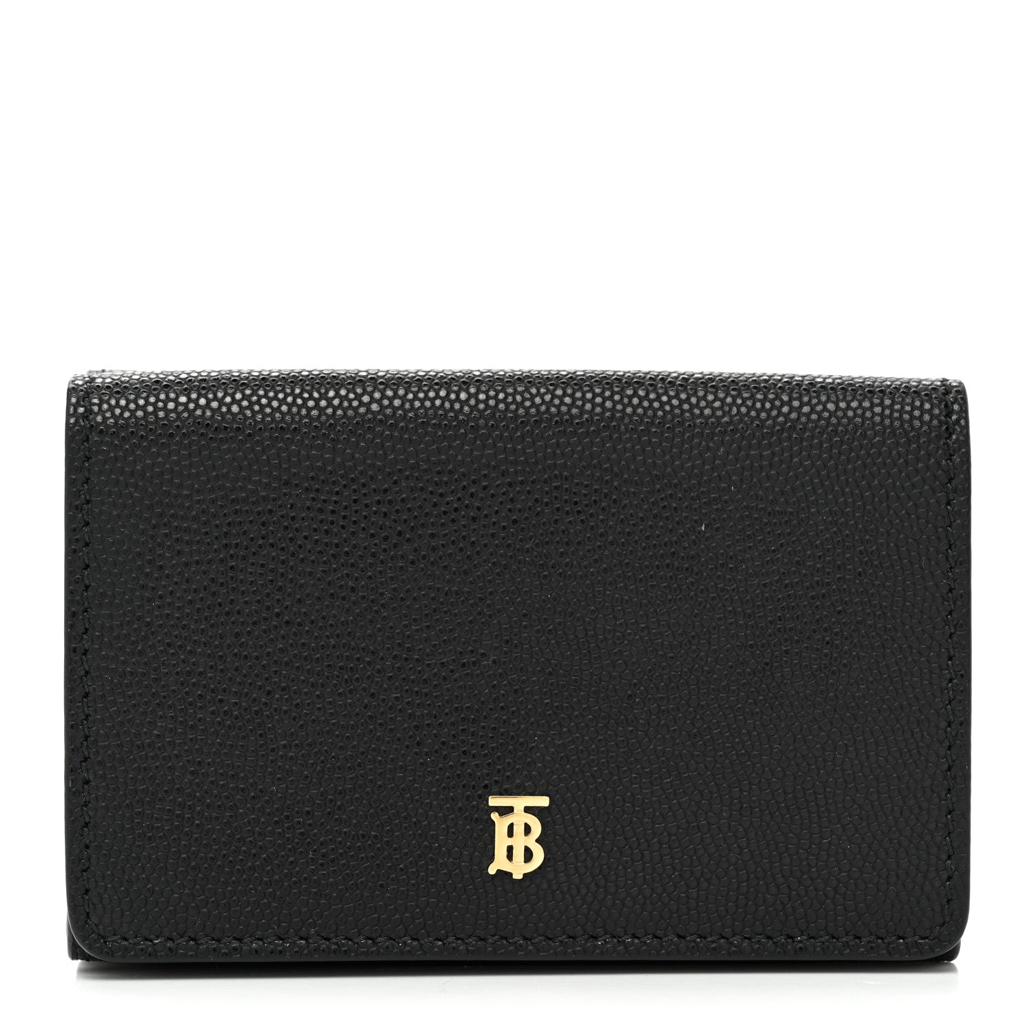 Burberry Grained Calfskin TB Compact Tri-Fold Wallet Black 2 of 14