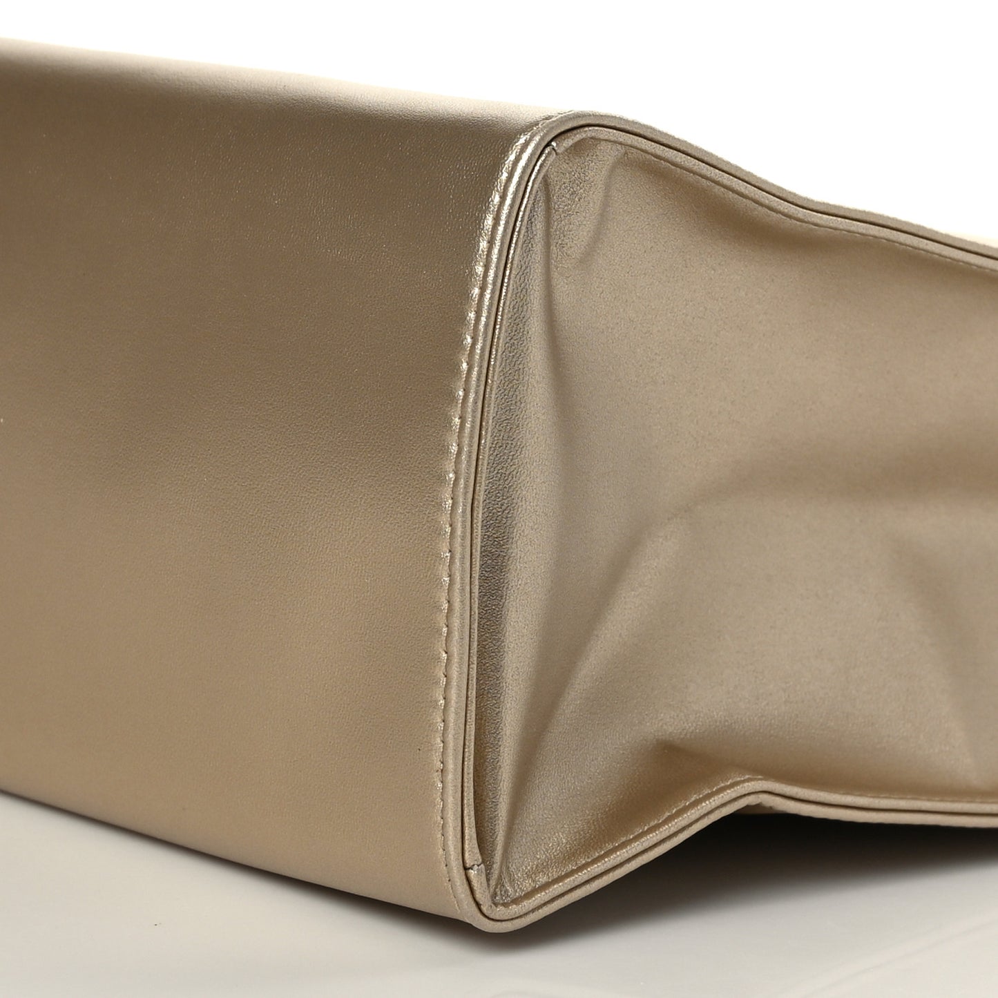 Metallic Vegan Leather Medium Shopping Bag Gold