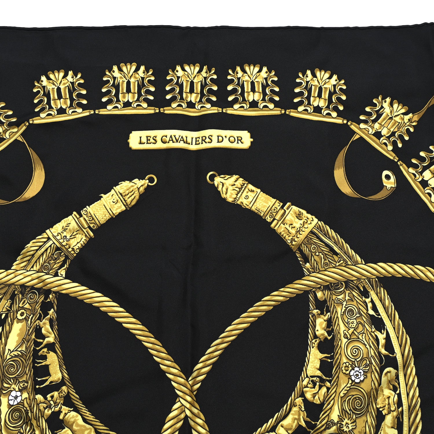 Hermes Silk Mousseline Les Cavaliers D'Or Scarf 90 5 of 5