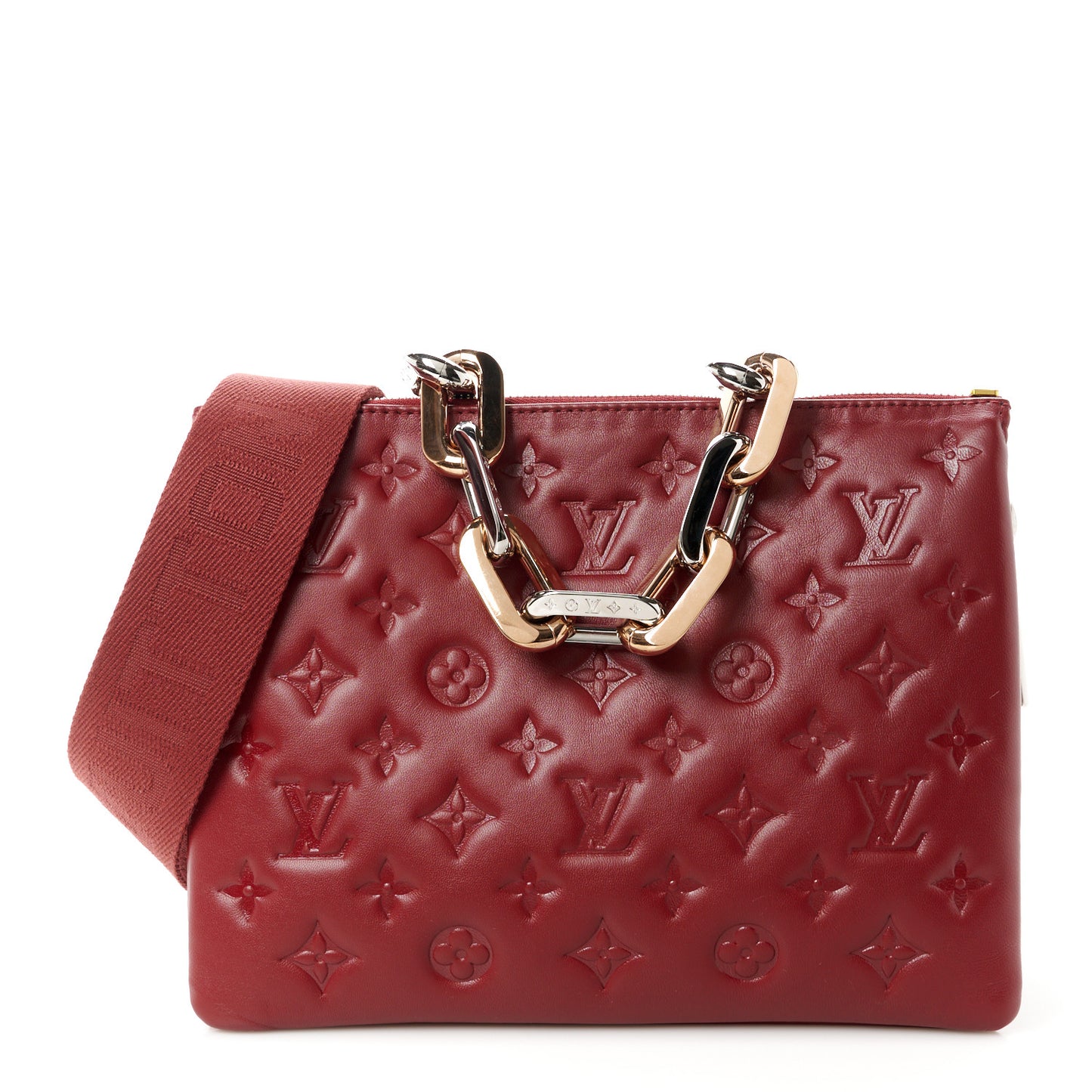 Lambskin Embossed Monogram Coussin PM Wine