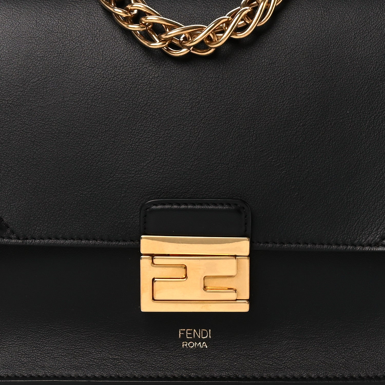 Fendi Vitello Grace Matte Kan U Shoulder Bag Black 9 of 11