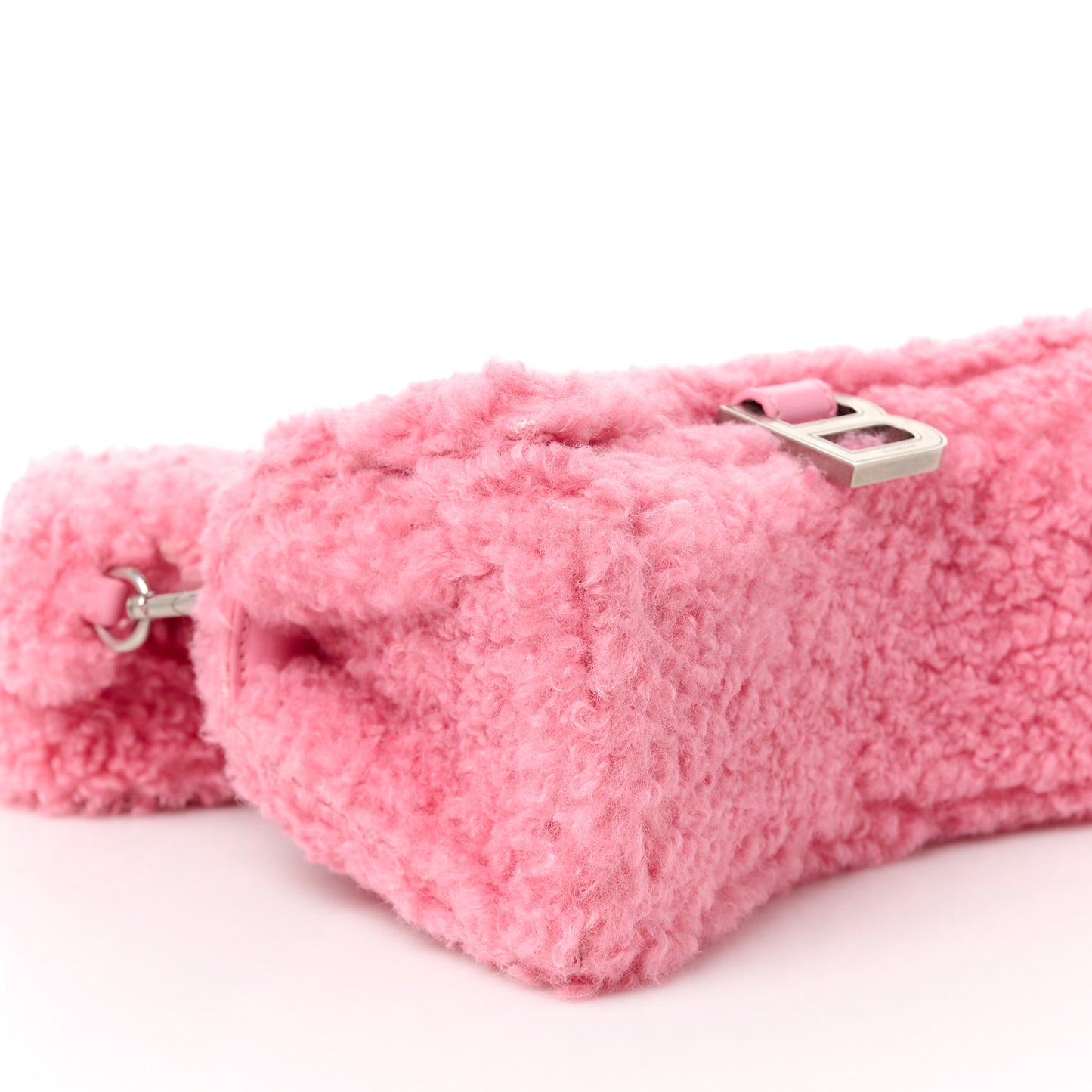 Faux Fur Fluffy Hourglass XS Top Handle Bag Sweet Pink