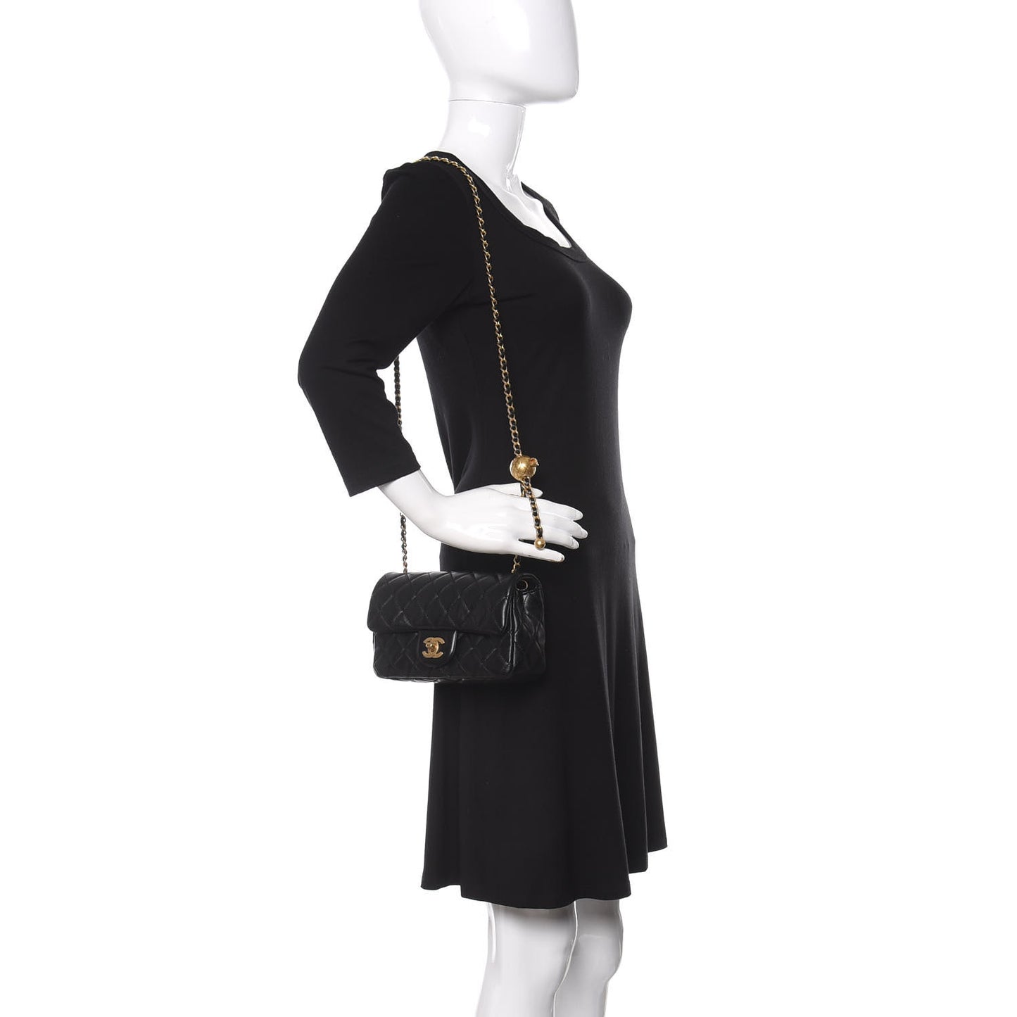 Lambskin Quilted Mini Rectangular Pearl Crush Flap Black