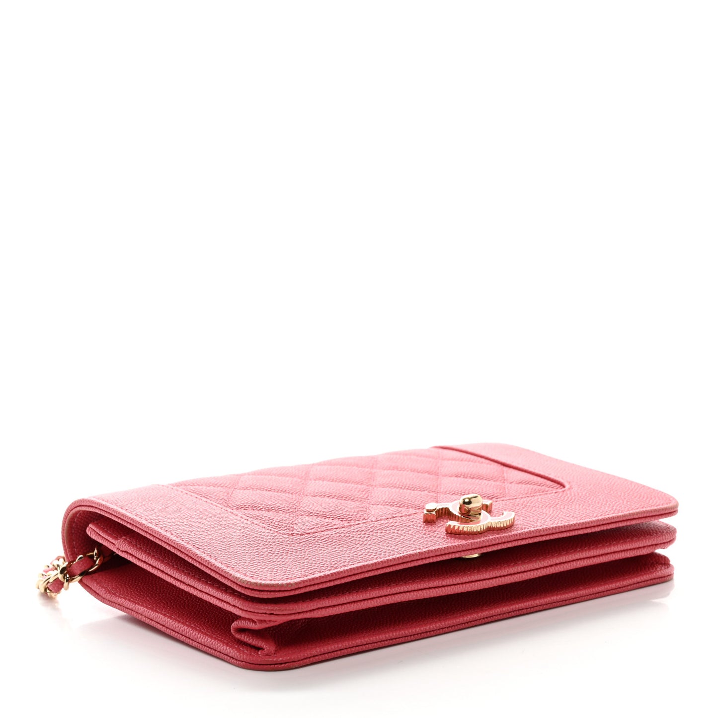 Caviar Quilted Vintage Mademoiselle Wallet On Chain WOC Dark Pink