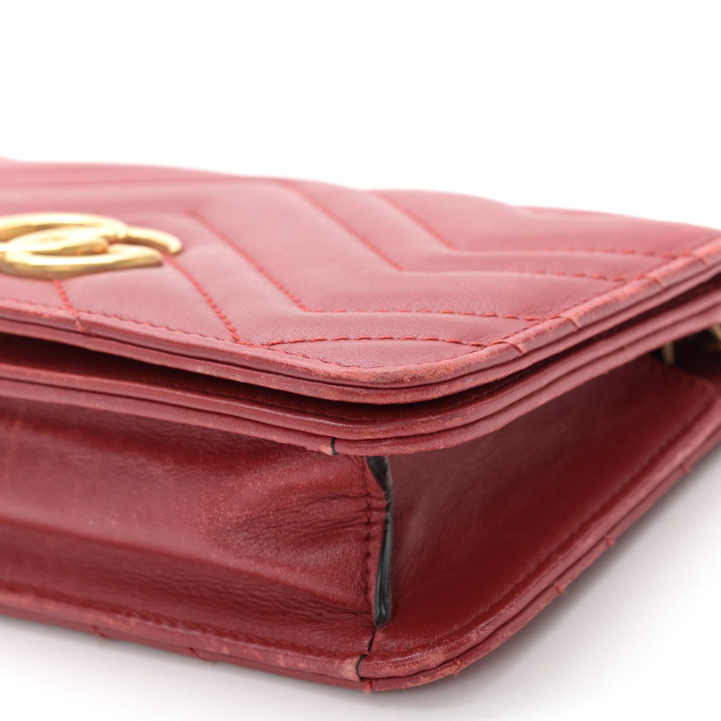 Calfskin Matelasse GG Marmont Mini Bag Hibiscus Red