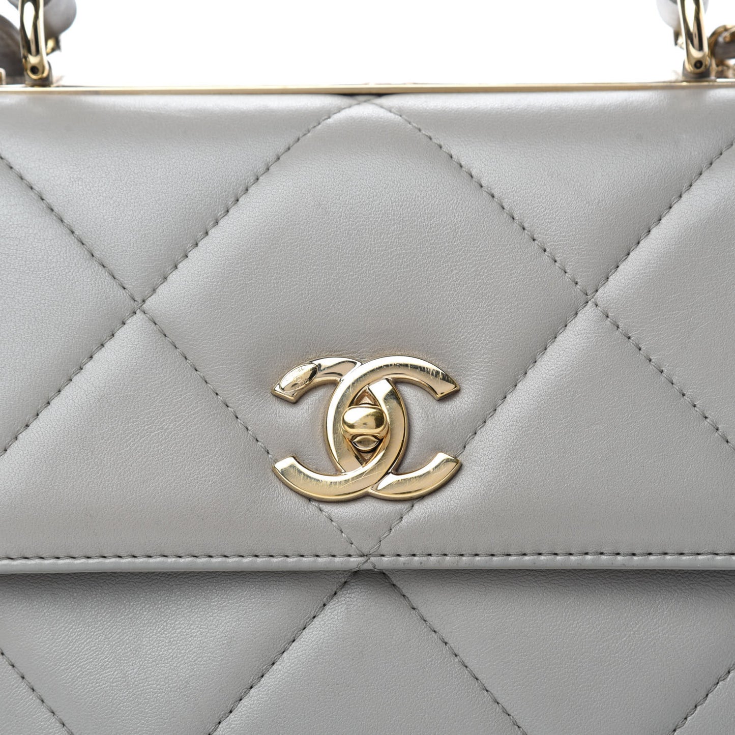 Lambskin Quilted Small Trendy CC Flap Dual Handle Bag Grey