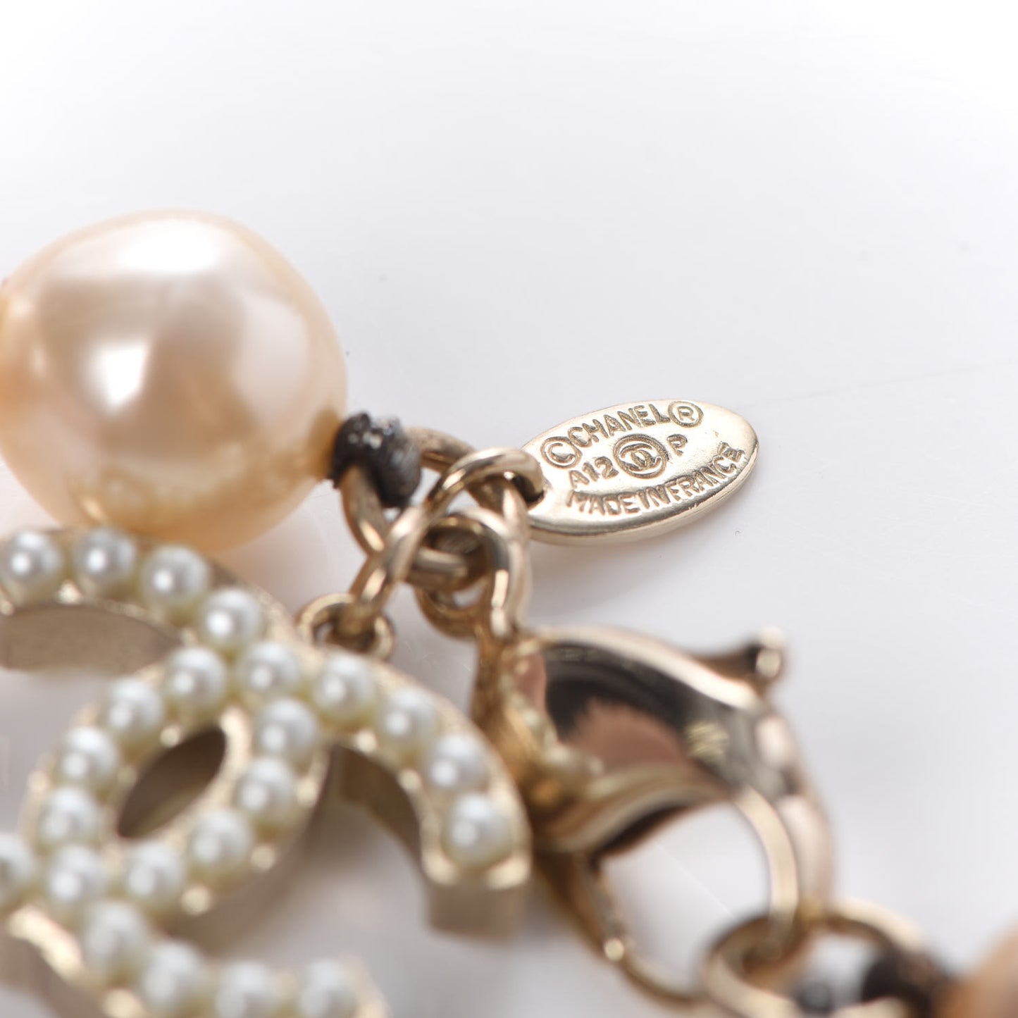 Pearl CC Long Necklace Gold Pink