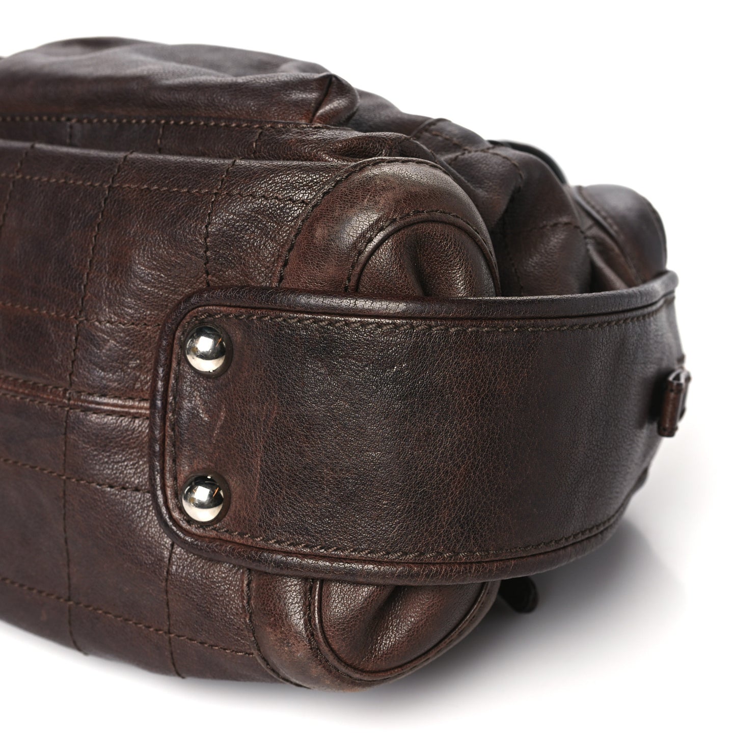 Calfskin Stitched Outdoor Ligne Bowler Brown