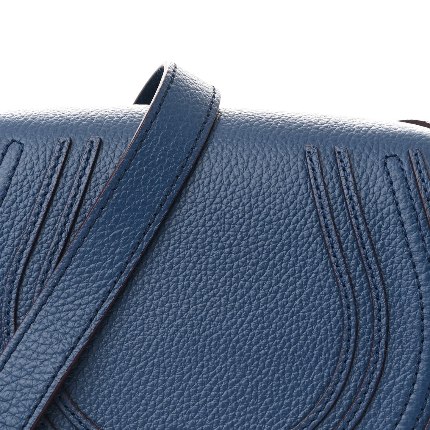 Calfskin Small Marcie Round Crossbody Bag Deep Denim