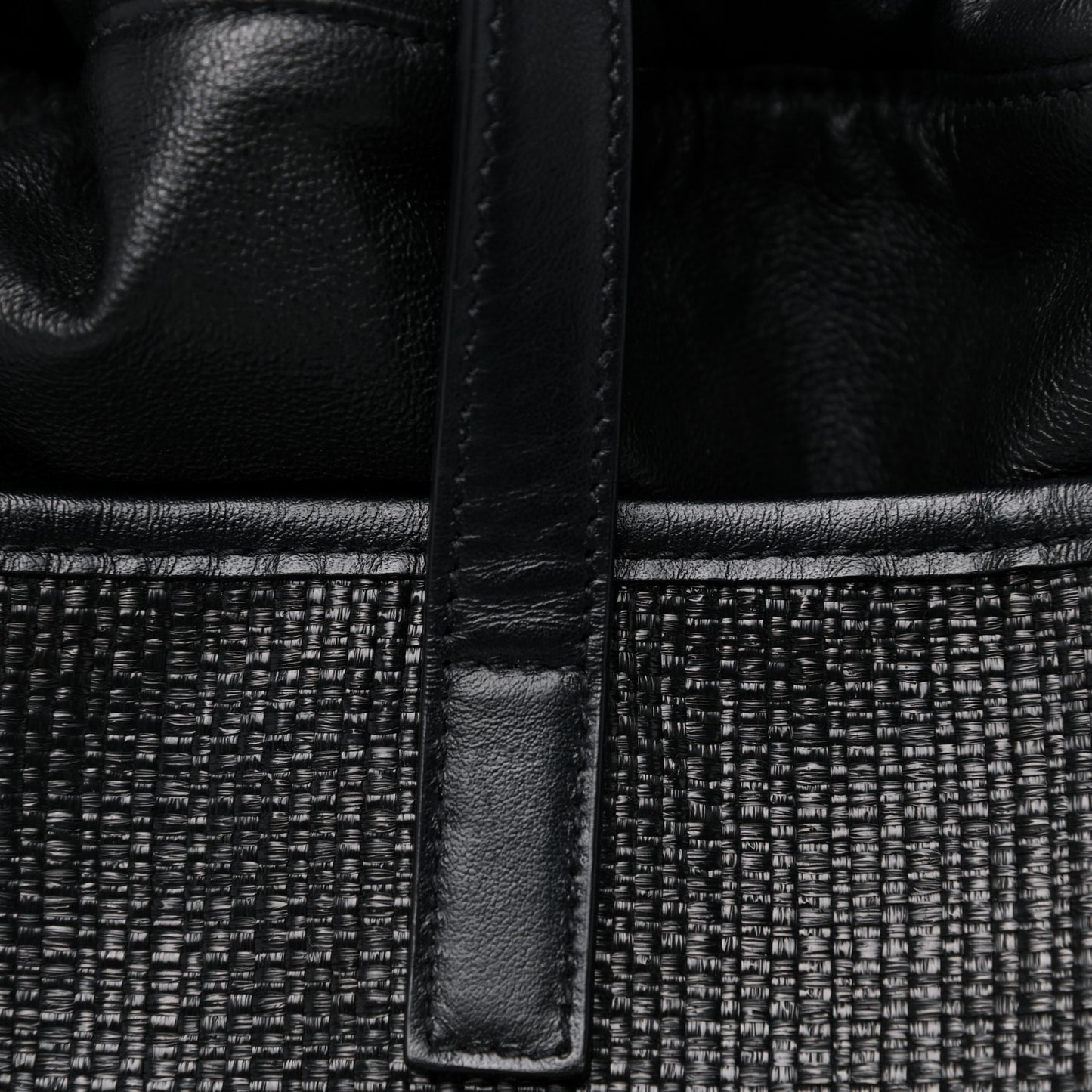 Linen Canvas Teddy Shopping Bag Black